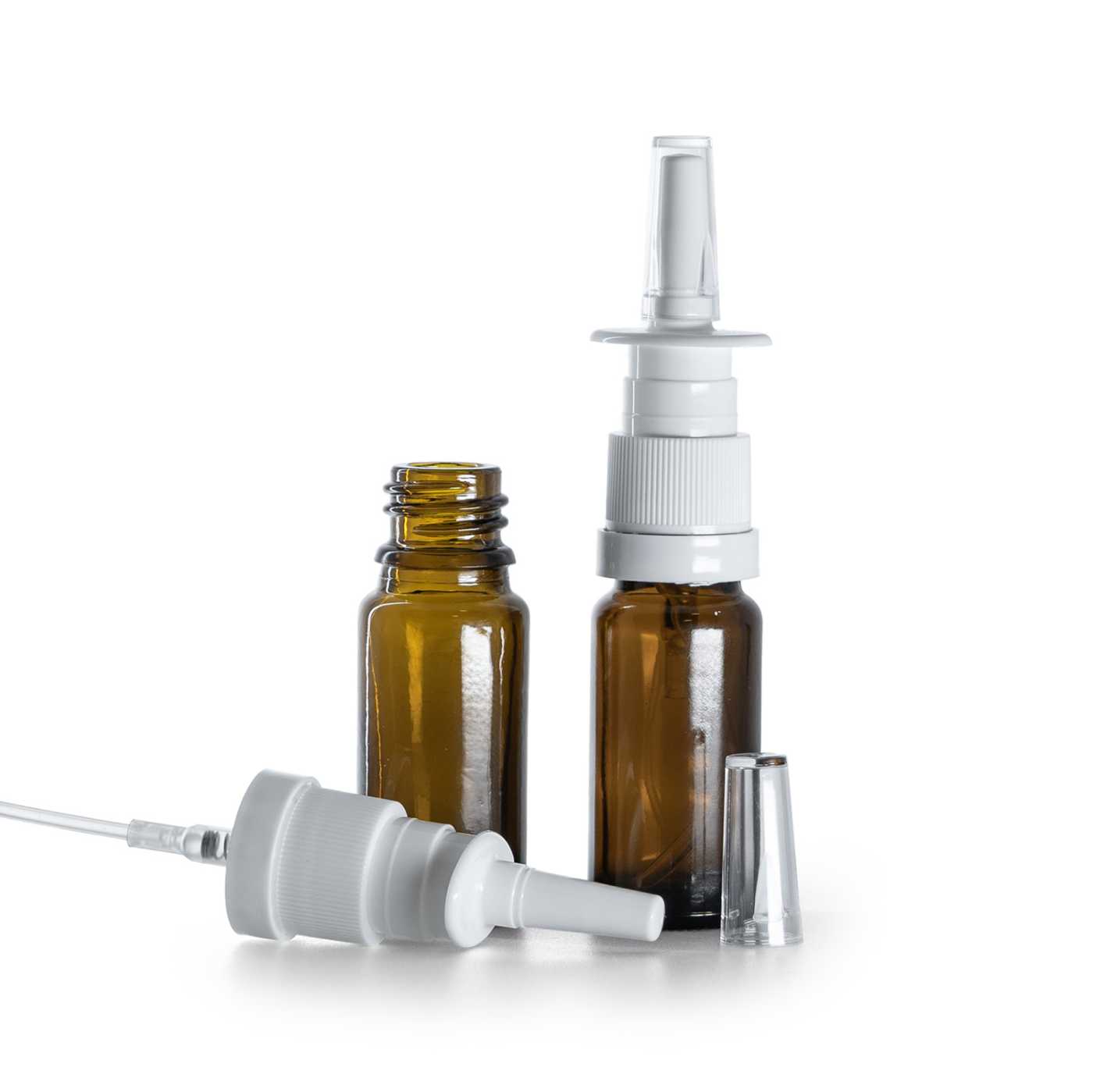 Flacon en verre ambré type B, fin, spray nasal, 10 ml