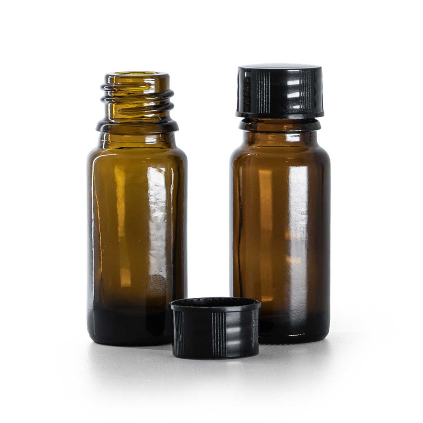 Butelka szklana apteczna typ B, wysoka, czarna nakrętka, 10 ml