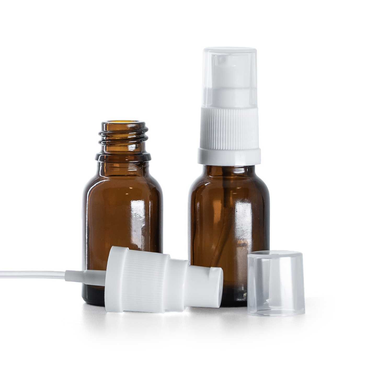 Butelka szklana, apteczna, biały dozownik, 15 ml