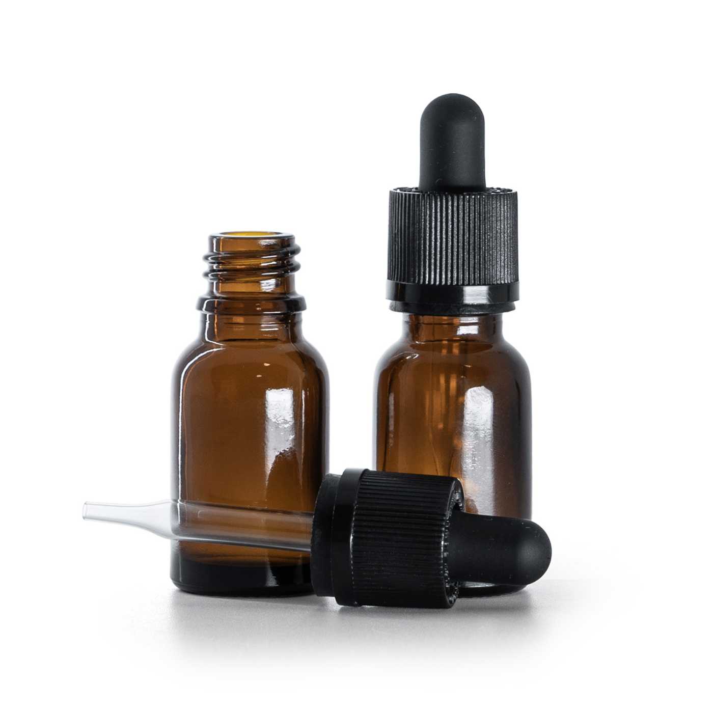 Flacon en verre ambré avec pipette inviolable, 15 ml
