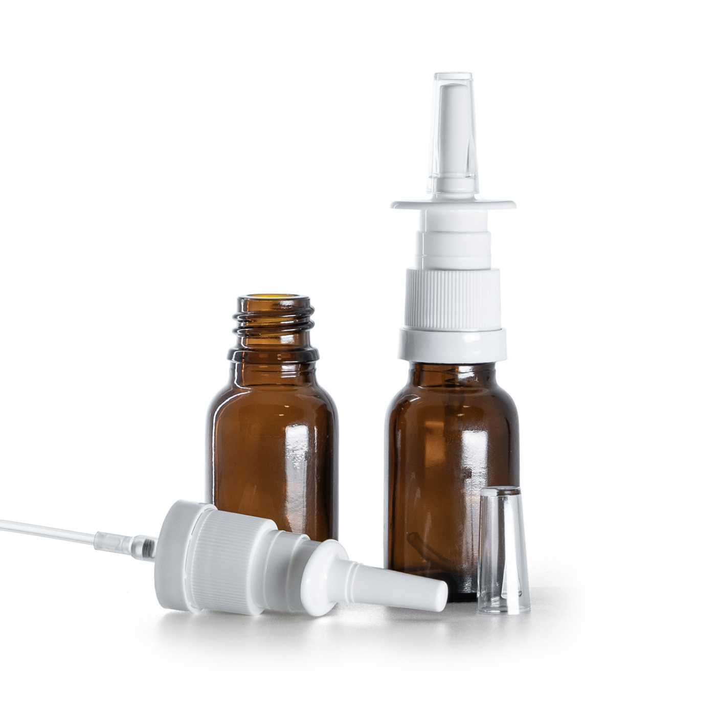 Flacon en verre ambré avec spray nasal, 15 ml