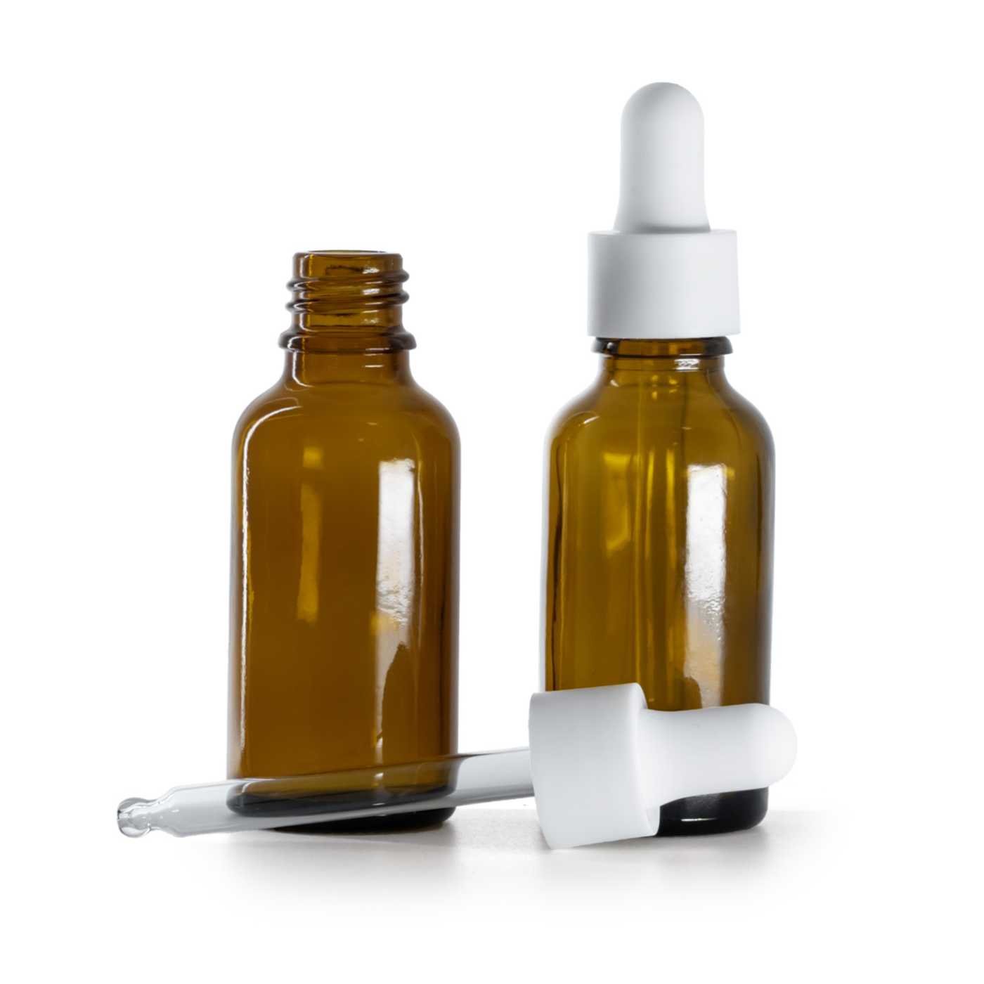 Flacon compte-gouttes en verre blanc mat lisse, 30 ml