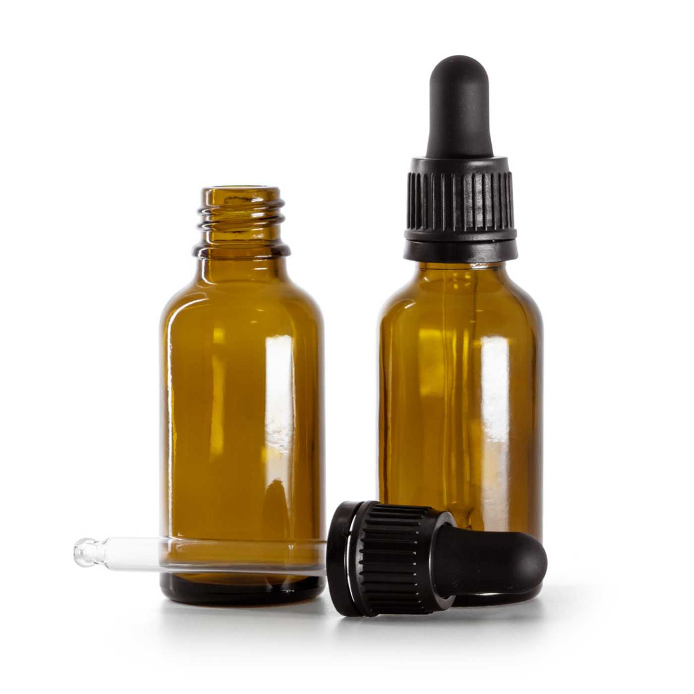 Butelka szklana apteczna, czarny kroplomierz, 30 ml