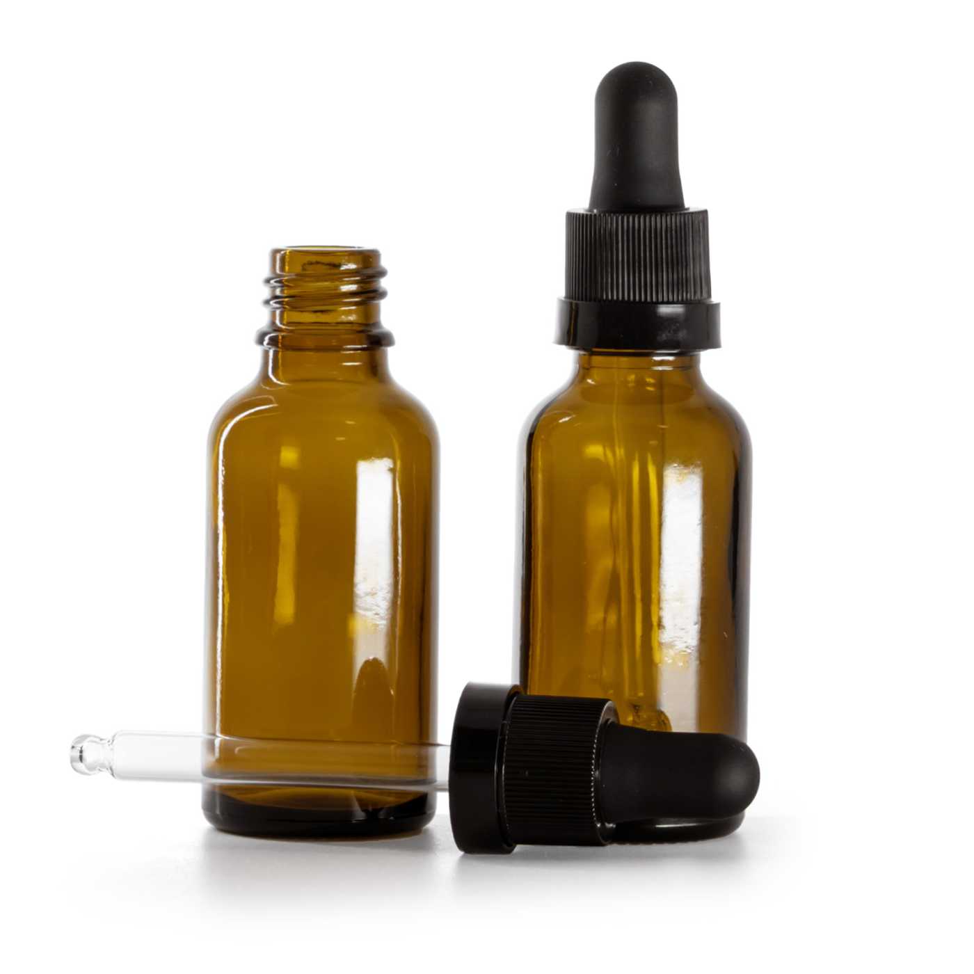 Butelka szklana apteczna, czarny kroplomierz z błyszczącym paskiem, 30 ml