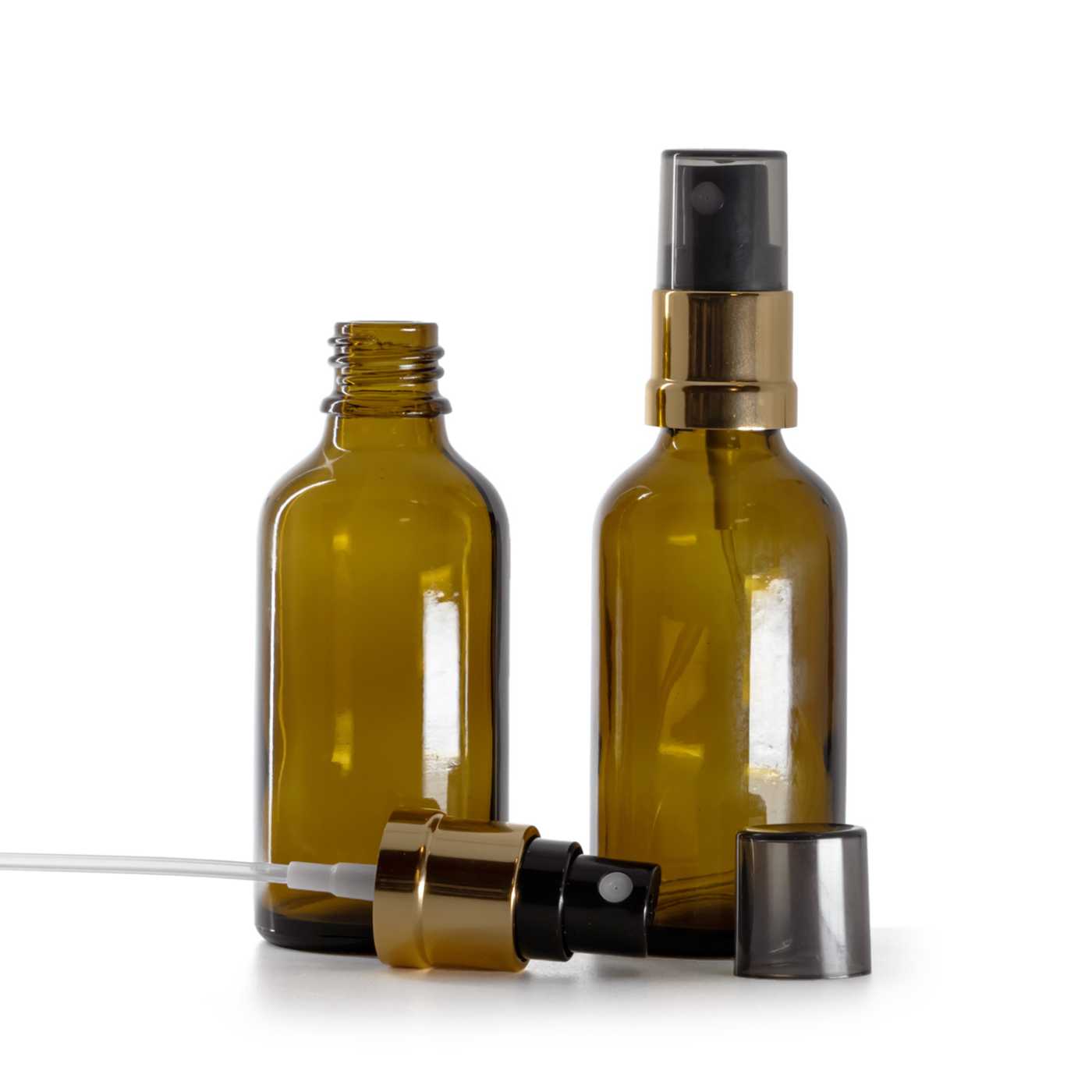 Butelka apteczna, czarno-złoty atomizer, dymna nakładka, 50 ml
