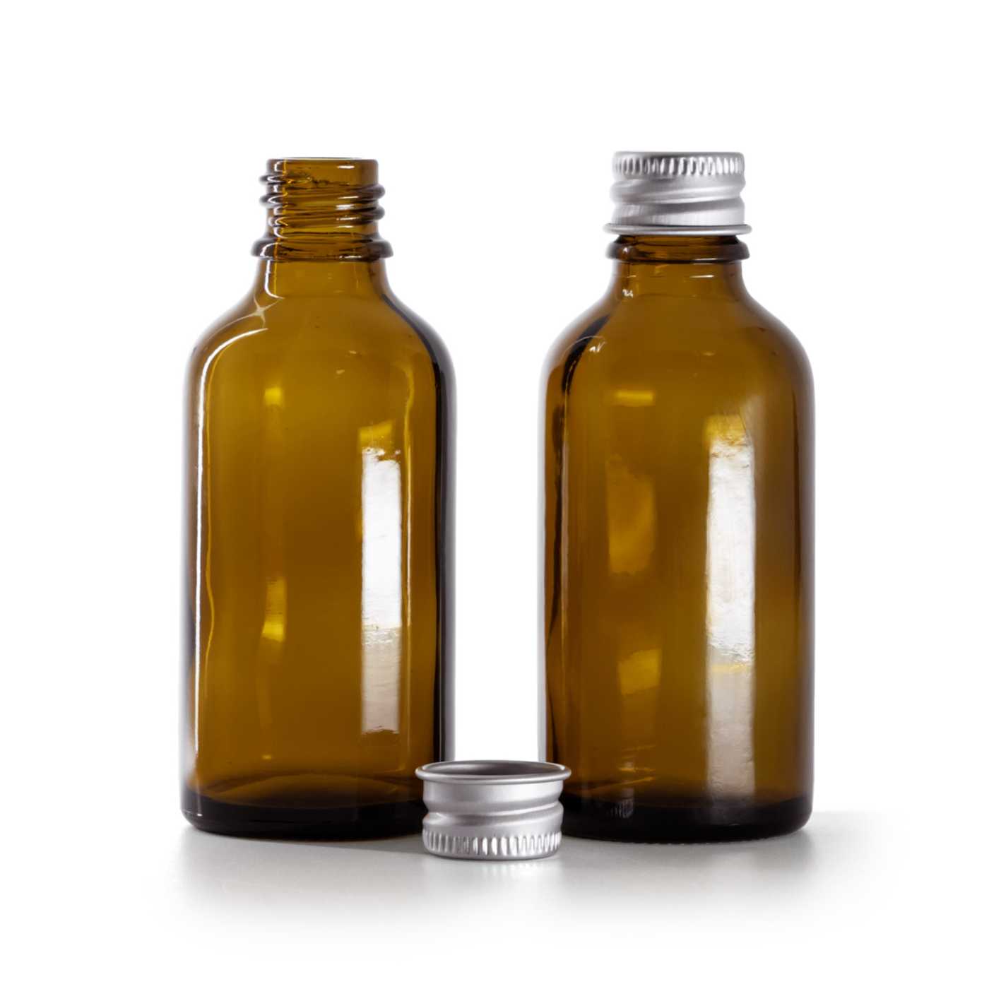 Butelka szklana apteczna, nakrętka aluminiowa, 50 ml
