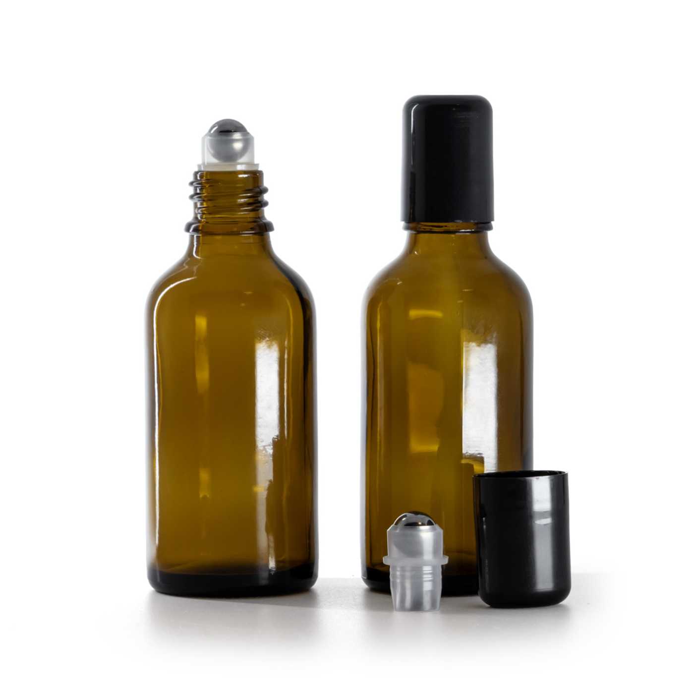 Flacon en verre ambré roll-on, 50 ml