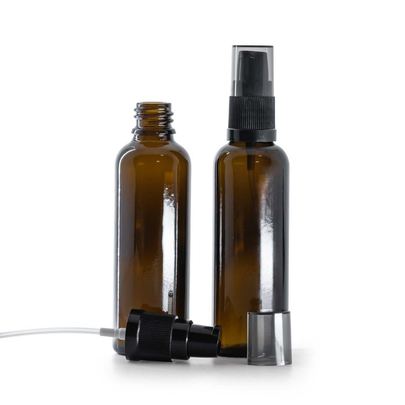 Flacon en verre fin, distributeur de crème avec surcapuchon fumé, 50 ml