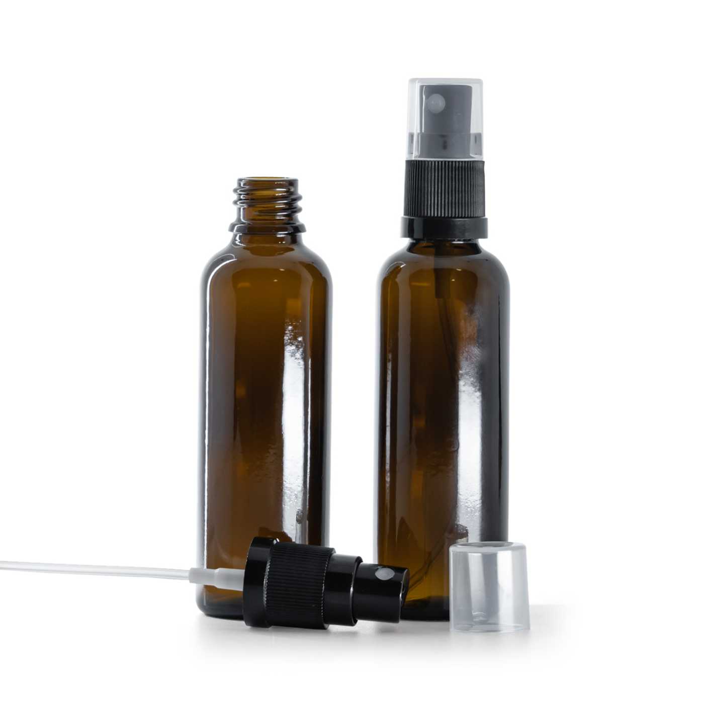 Butelka apteczna, wysoka, czarny atomizer, 50 ml