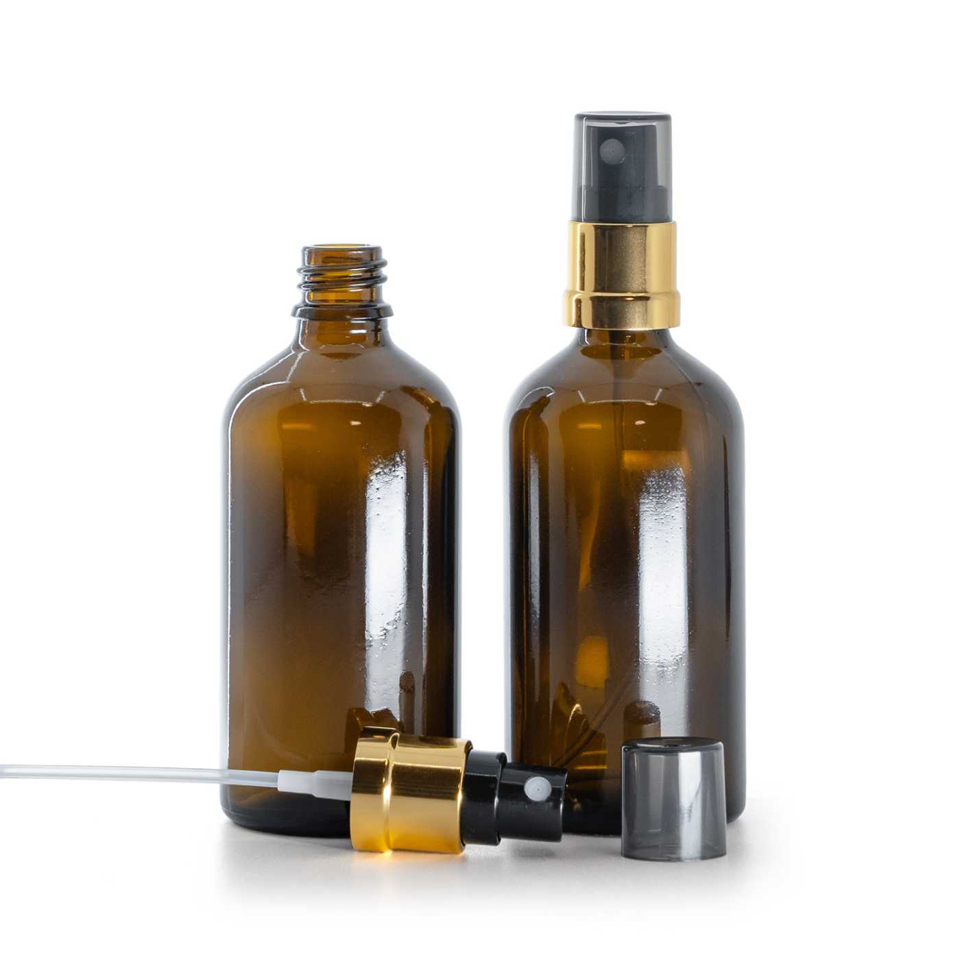 Butelka apteczna, czarno-złoty atomizer, dymna nakładka, 100 ml
