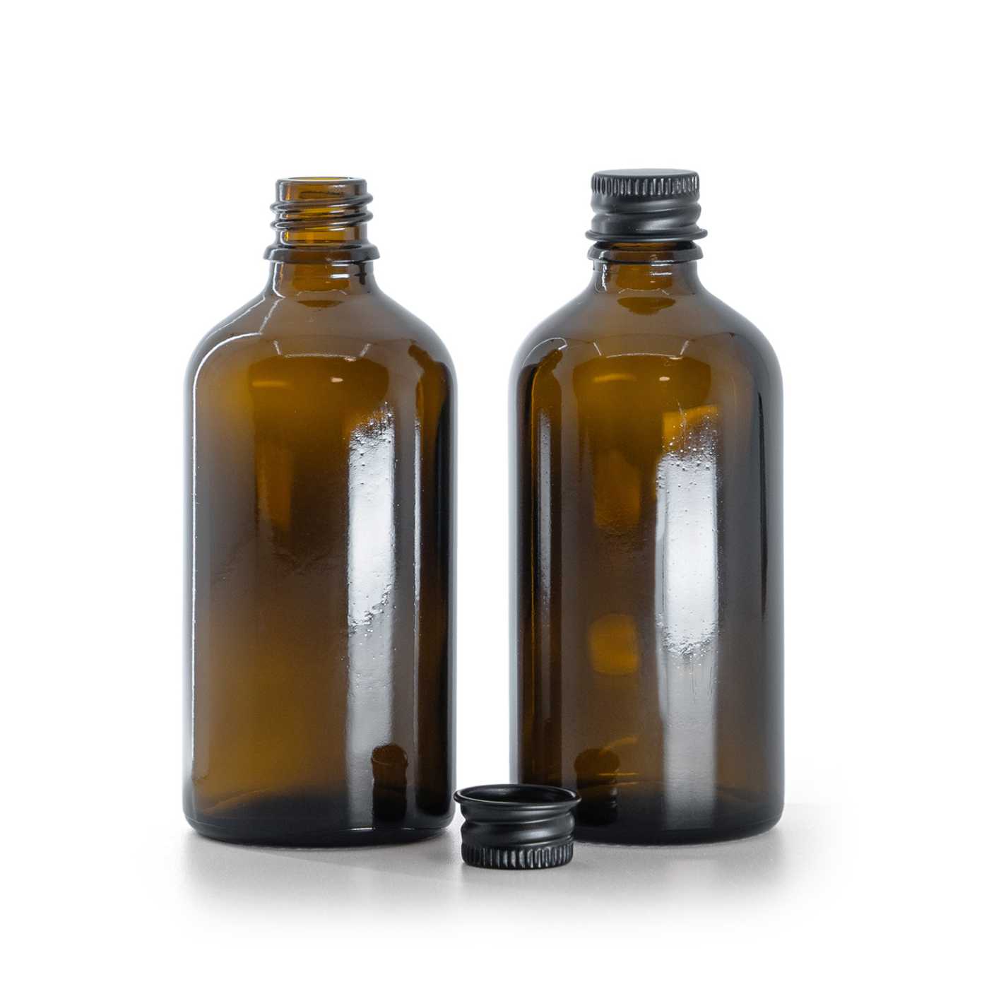 Butelka apteczna, czarna nakrętka aluminiowa, 100 ml