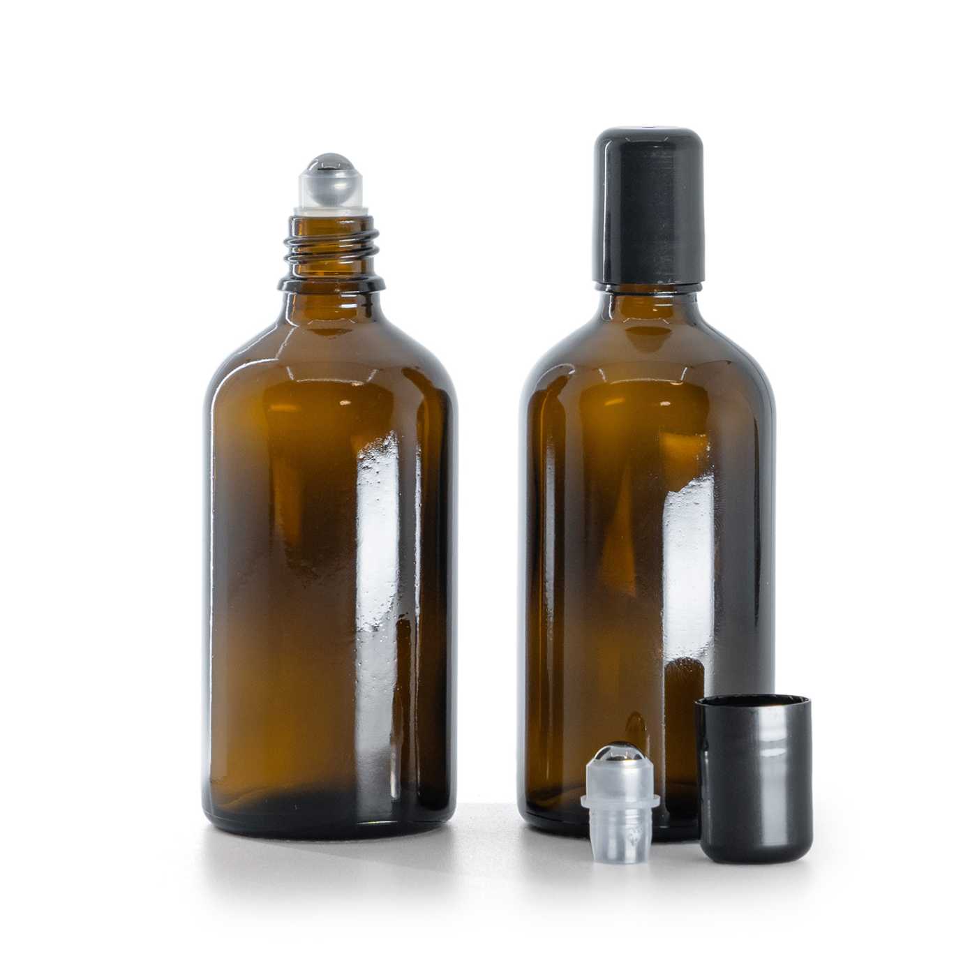 Flacon en verre ambré avec roll-on, 100 ml