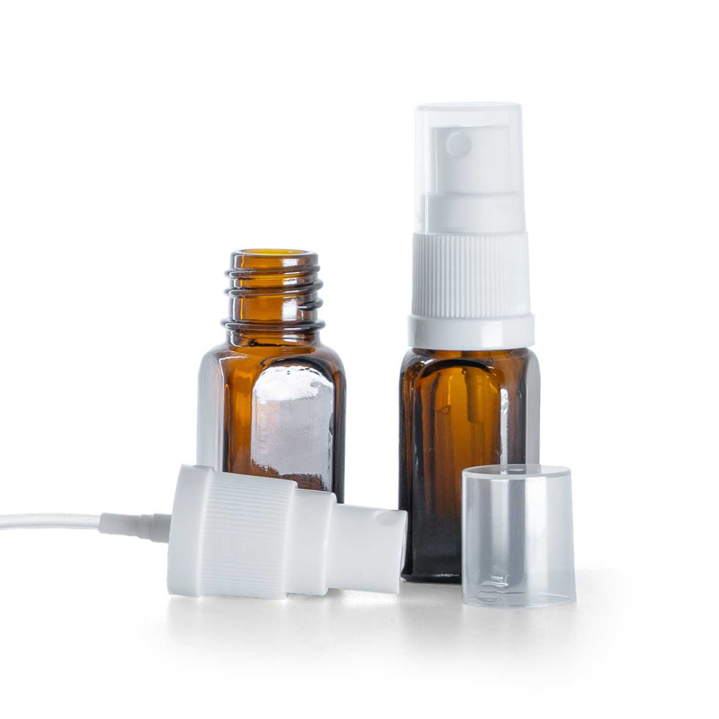 Flacon en verre carré avec pulvérisateur blanc 10 ml