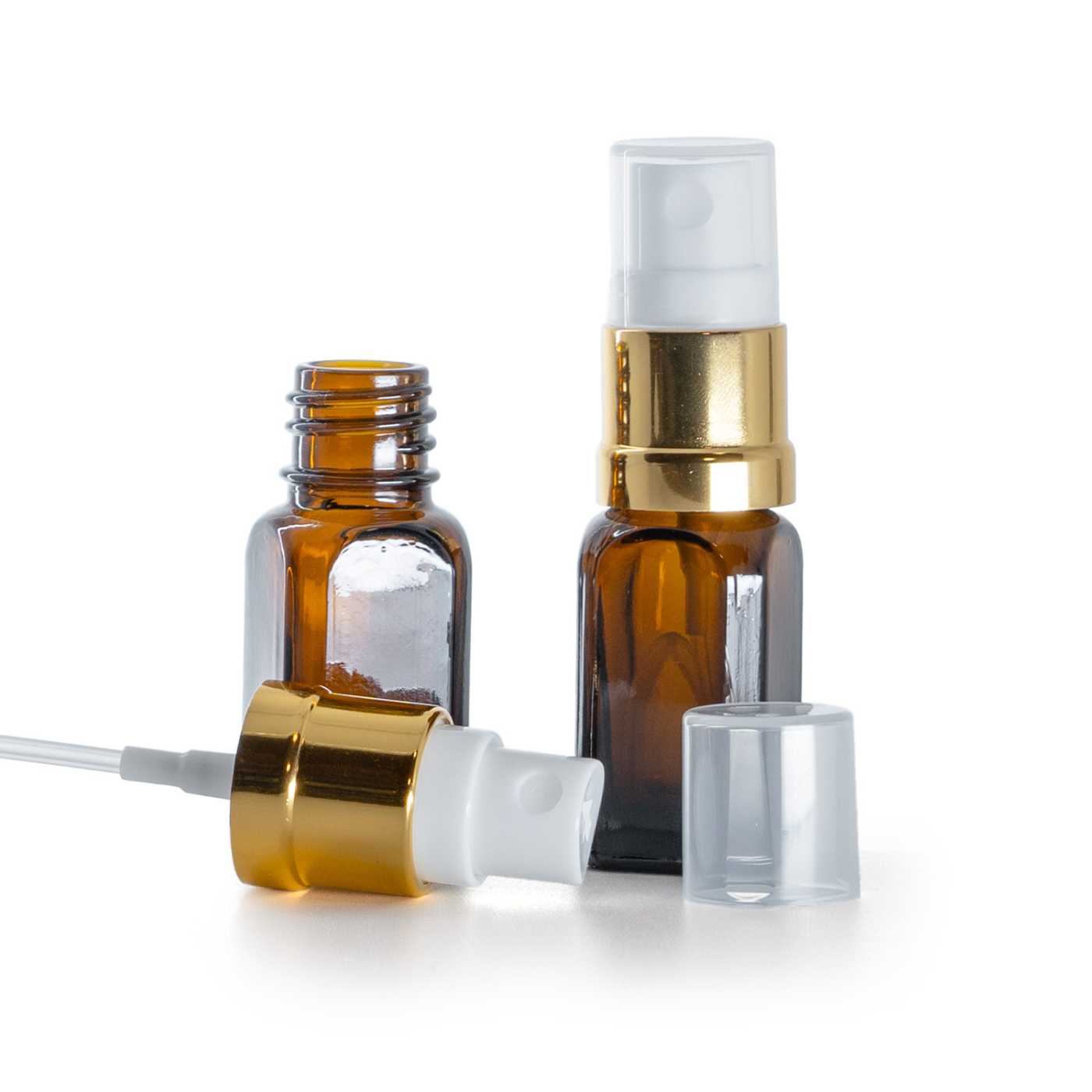 Szögletes üvegpalack fehér arany permetezővel, 10 ml