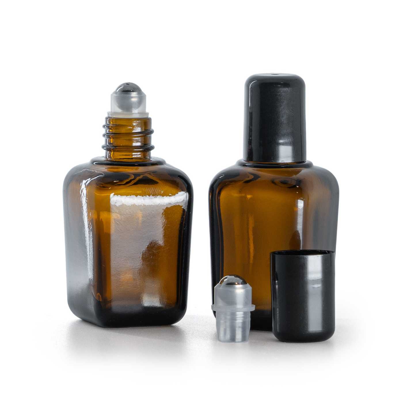 Flacon en verre carré avec roll-on, 30 ml