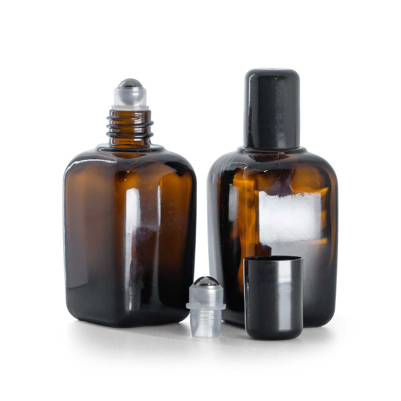 Flacon en verre carré transparent avec roll-on, 45 ml