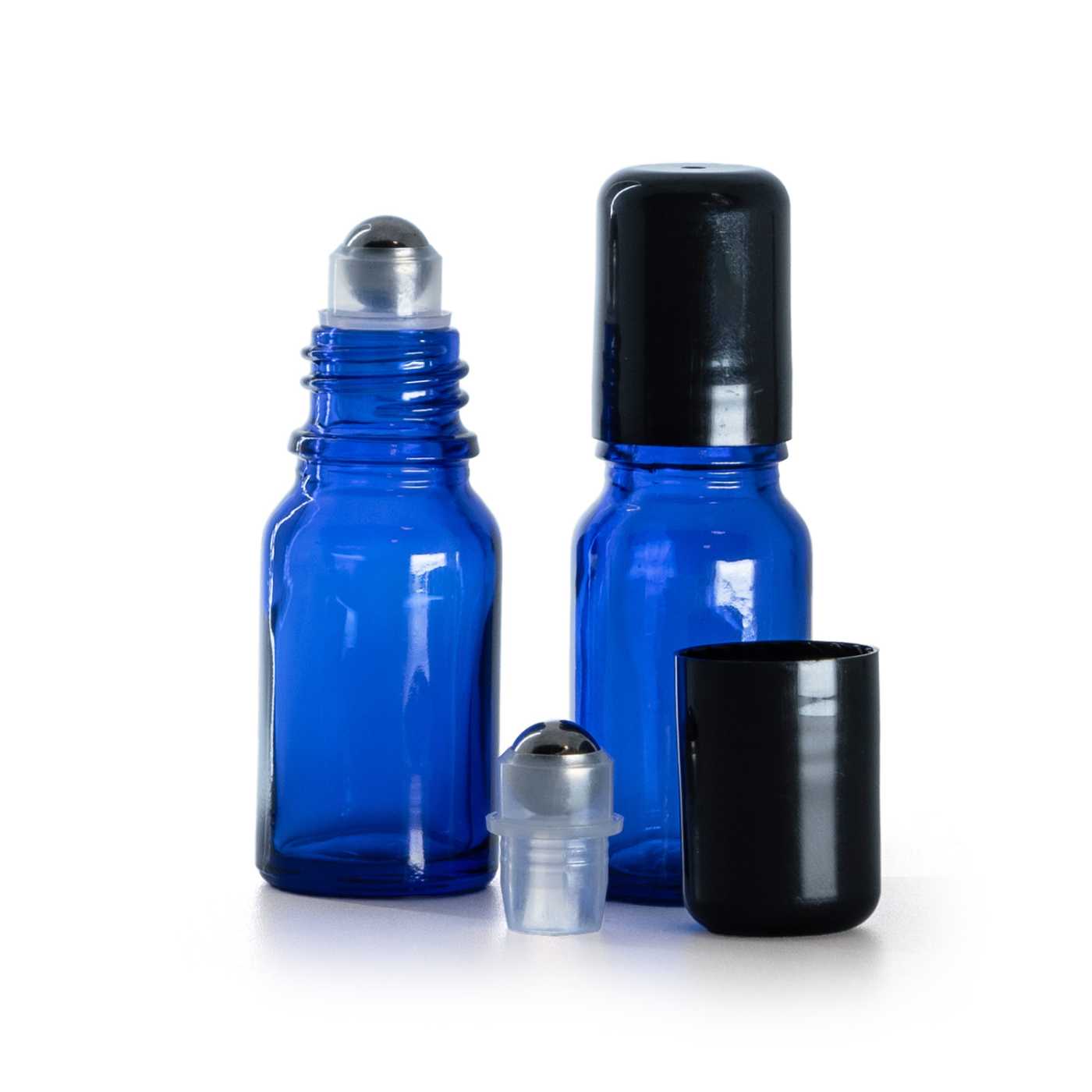 Flacon en verre bleu roll-on, 10 ml