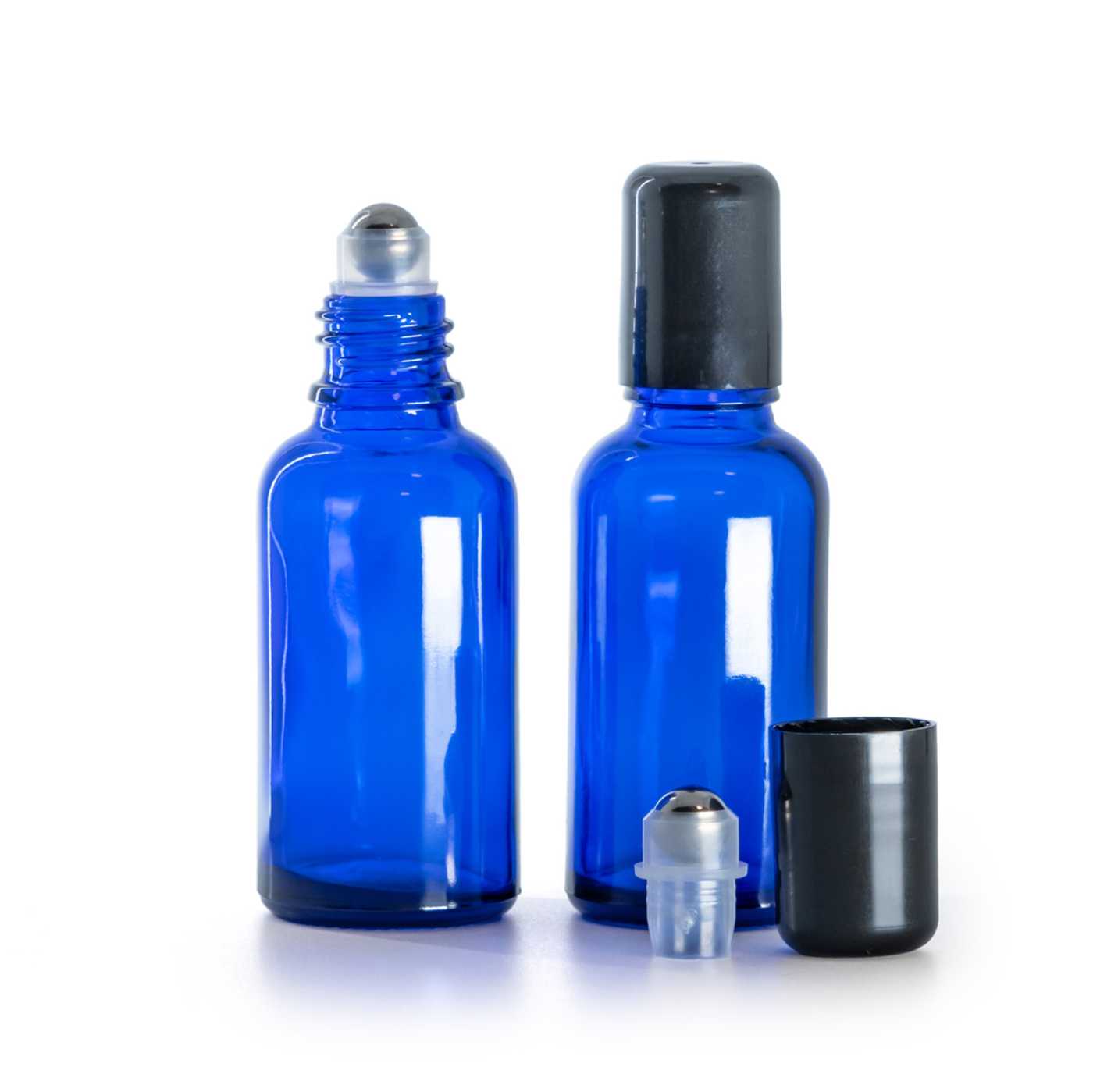Flacon en verre bleu roll-on, 30 ml