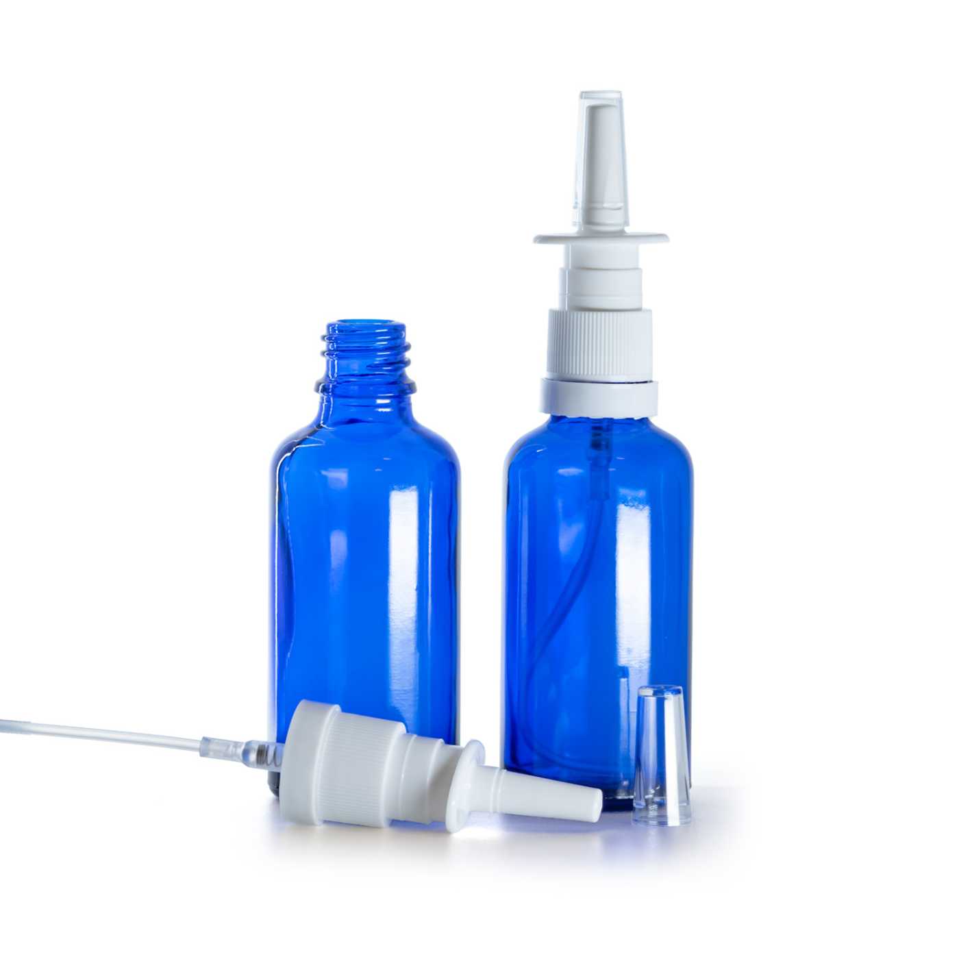 Kék üvegpalack, orrspray, 50 ml