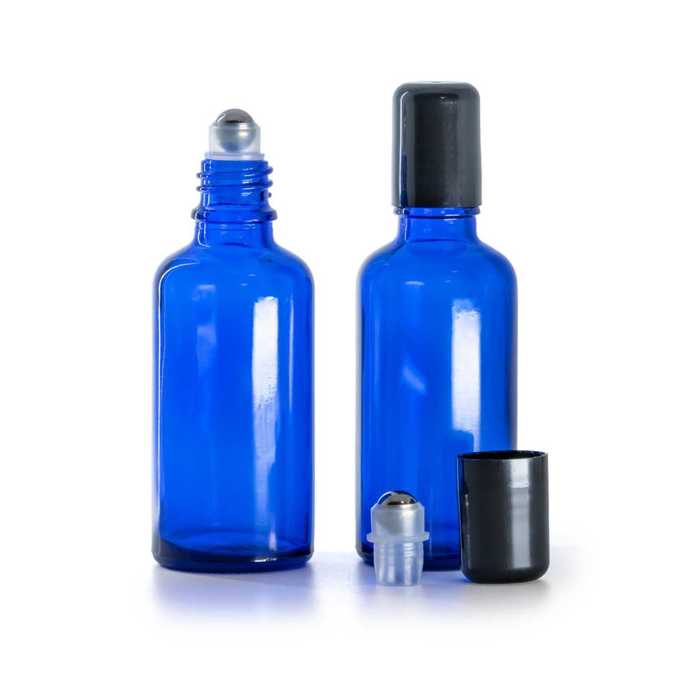 Flacon en verre bleu roll-on, 50 ml