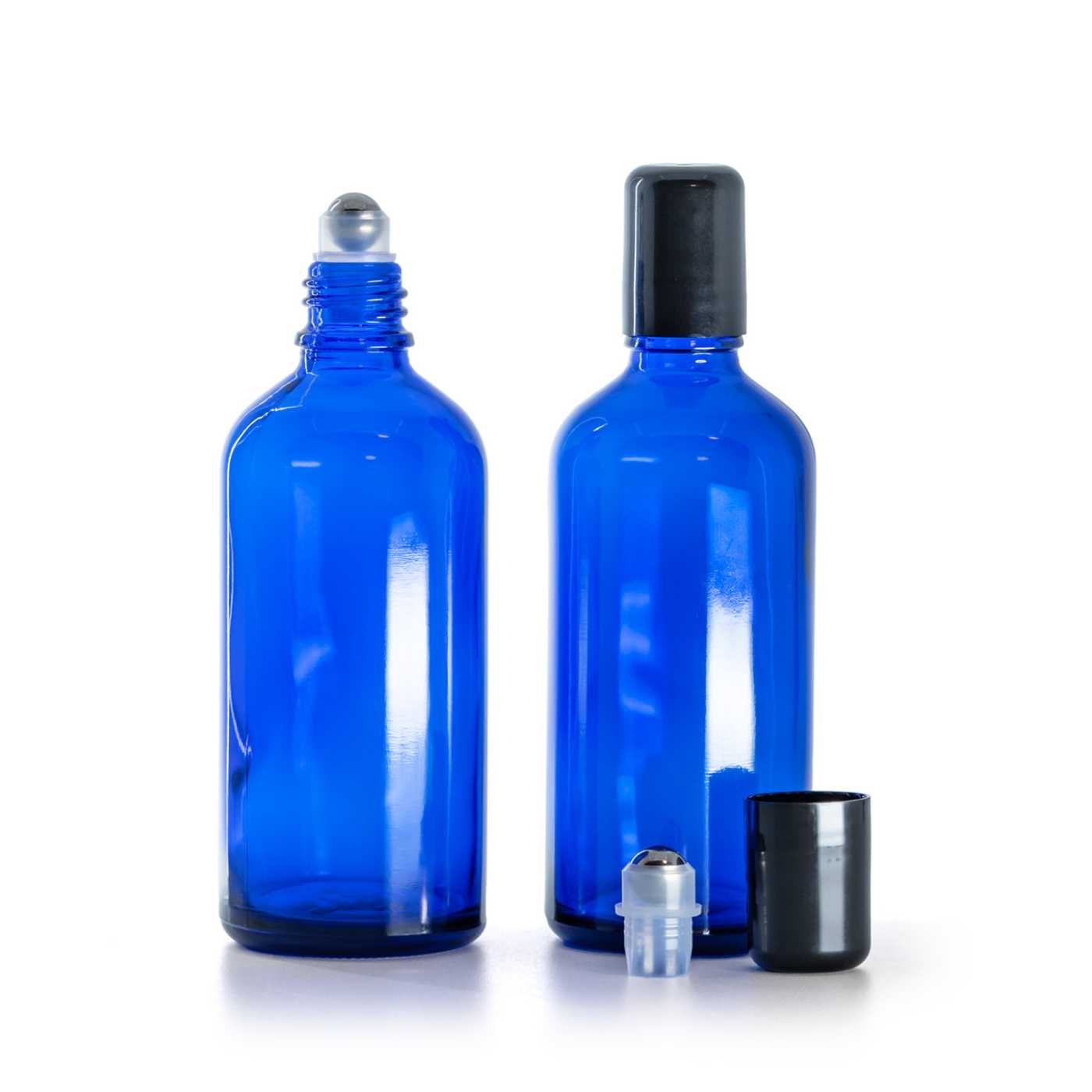 Flacon en verre bleu roll-on, 100 ml