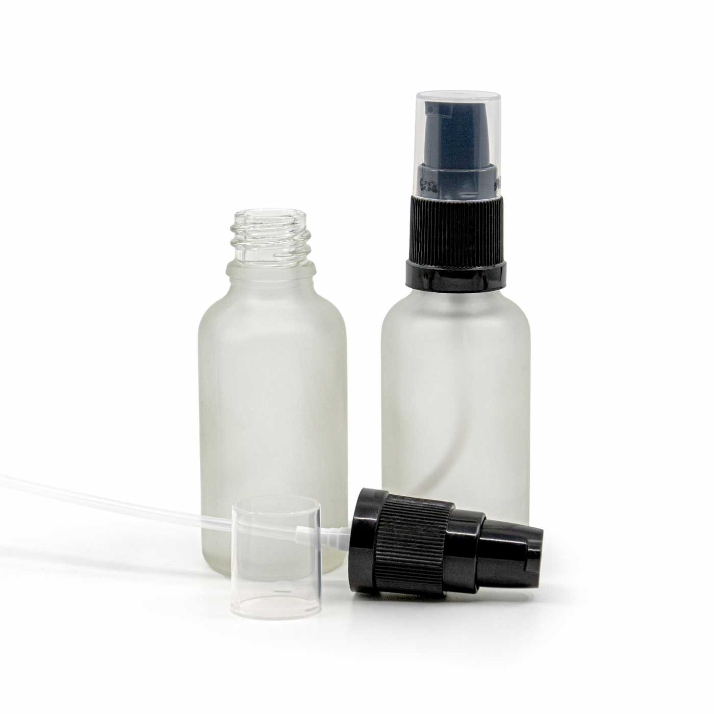 Üvegpalack, átlátszó matt, krémpumpa, 30 ml