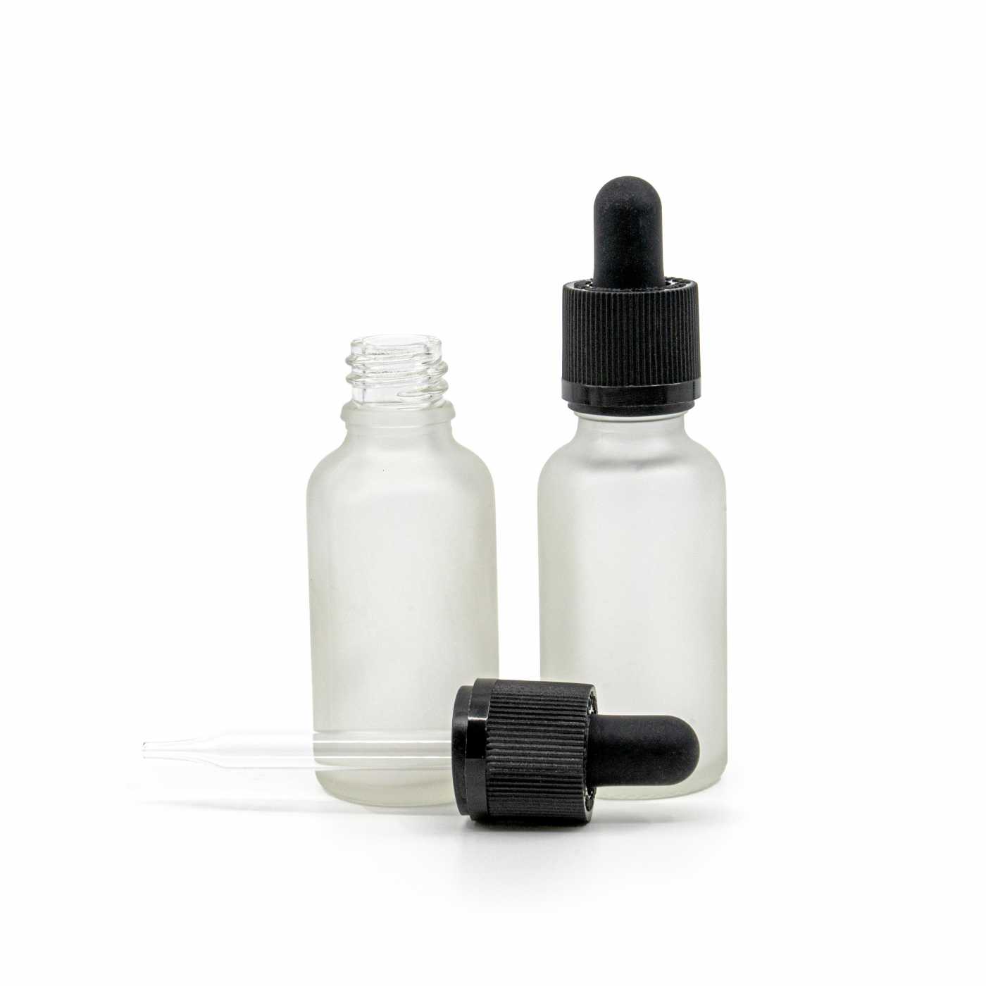 Butelka szklana, przezroczysta mleczna, pipeta z zabezpieczeniem, 30 ml
