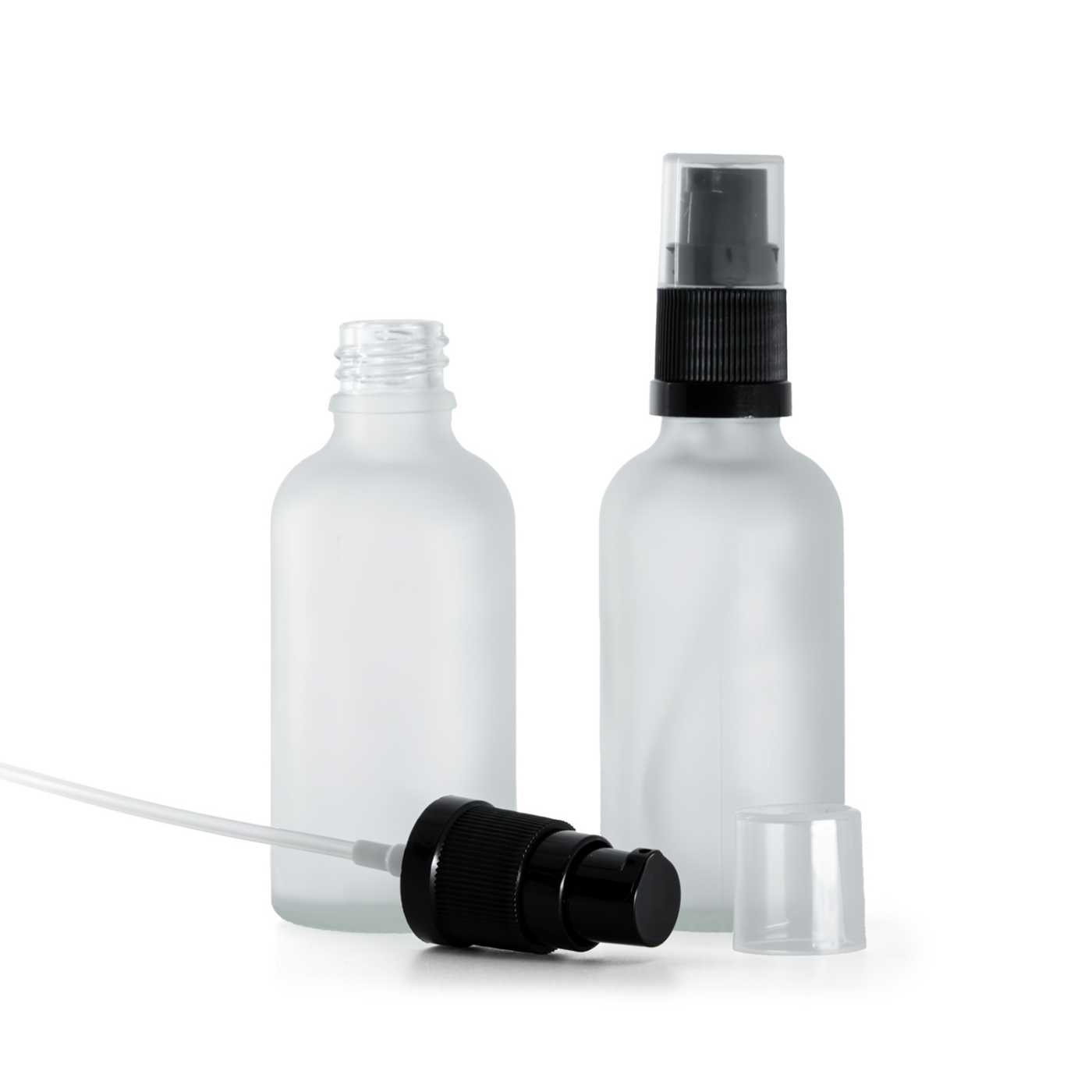 Átlátszó fagyasztott üvegpalack, krémadagoló pumpa, 50 ml
