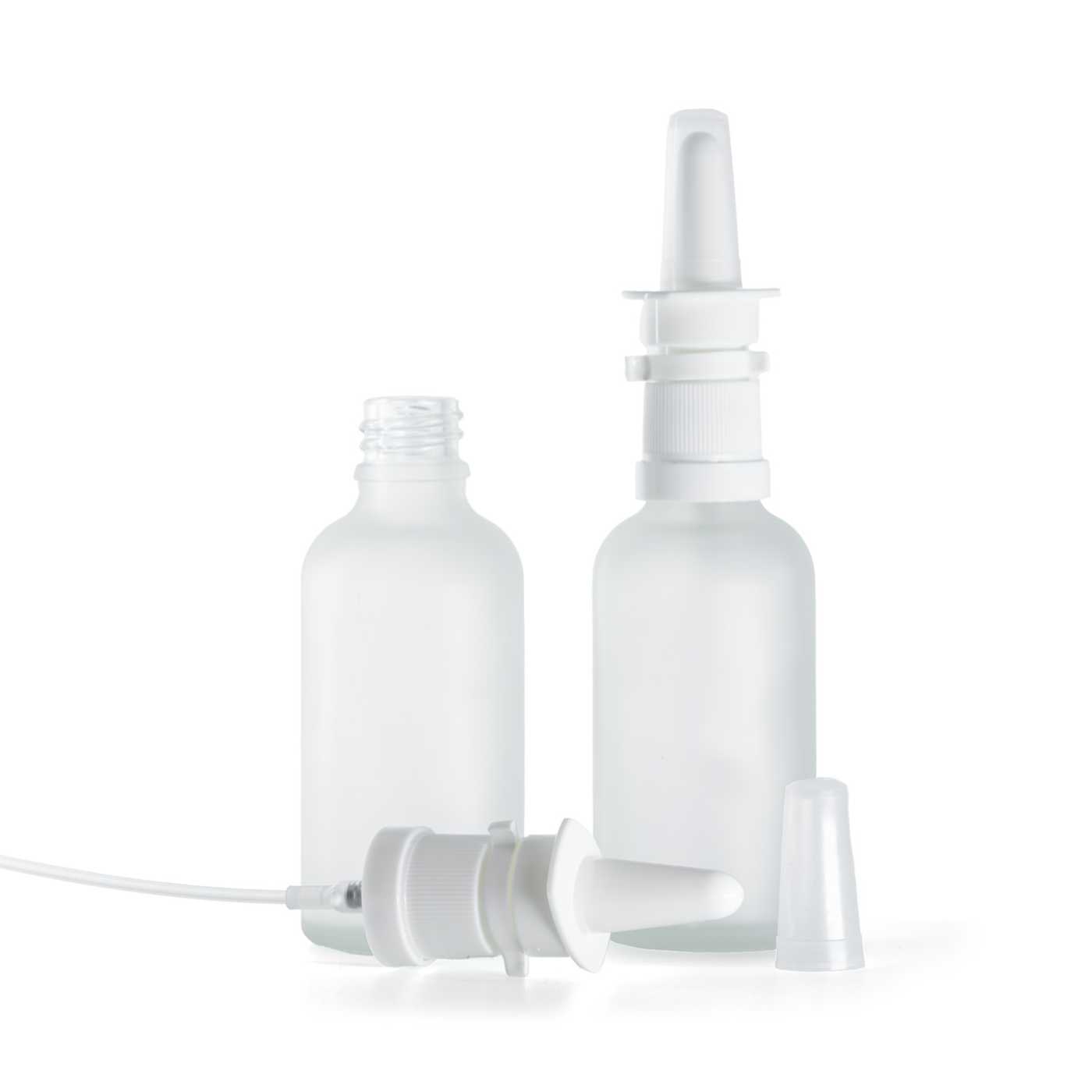 Átlátszó matt üvegpalack, orrspray, 50 ml