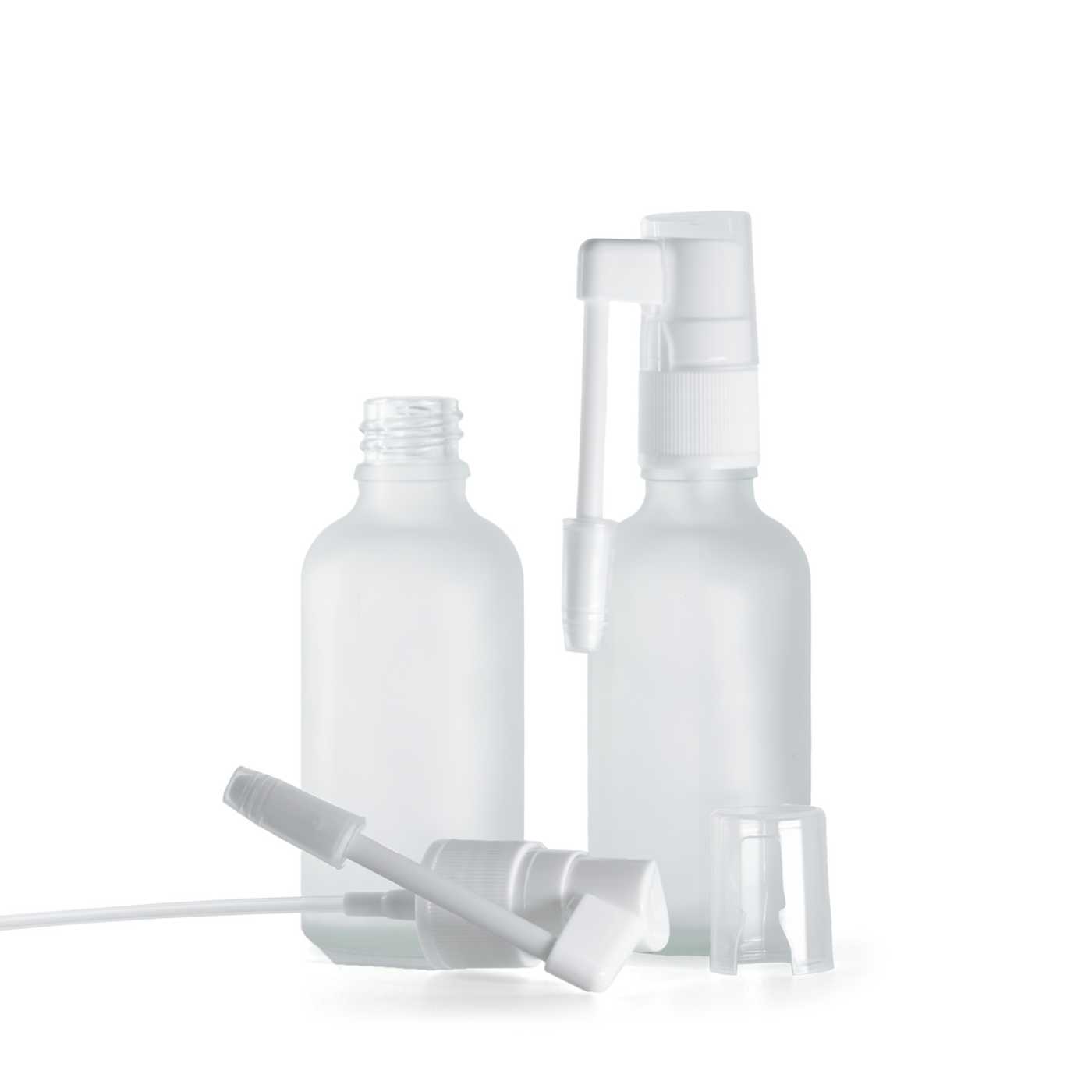 Átlátszó fagyasztott üvegpalack, szájpermet fejjel, 50 ml