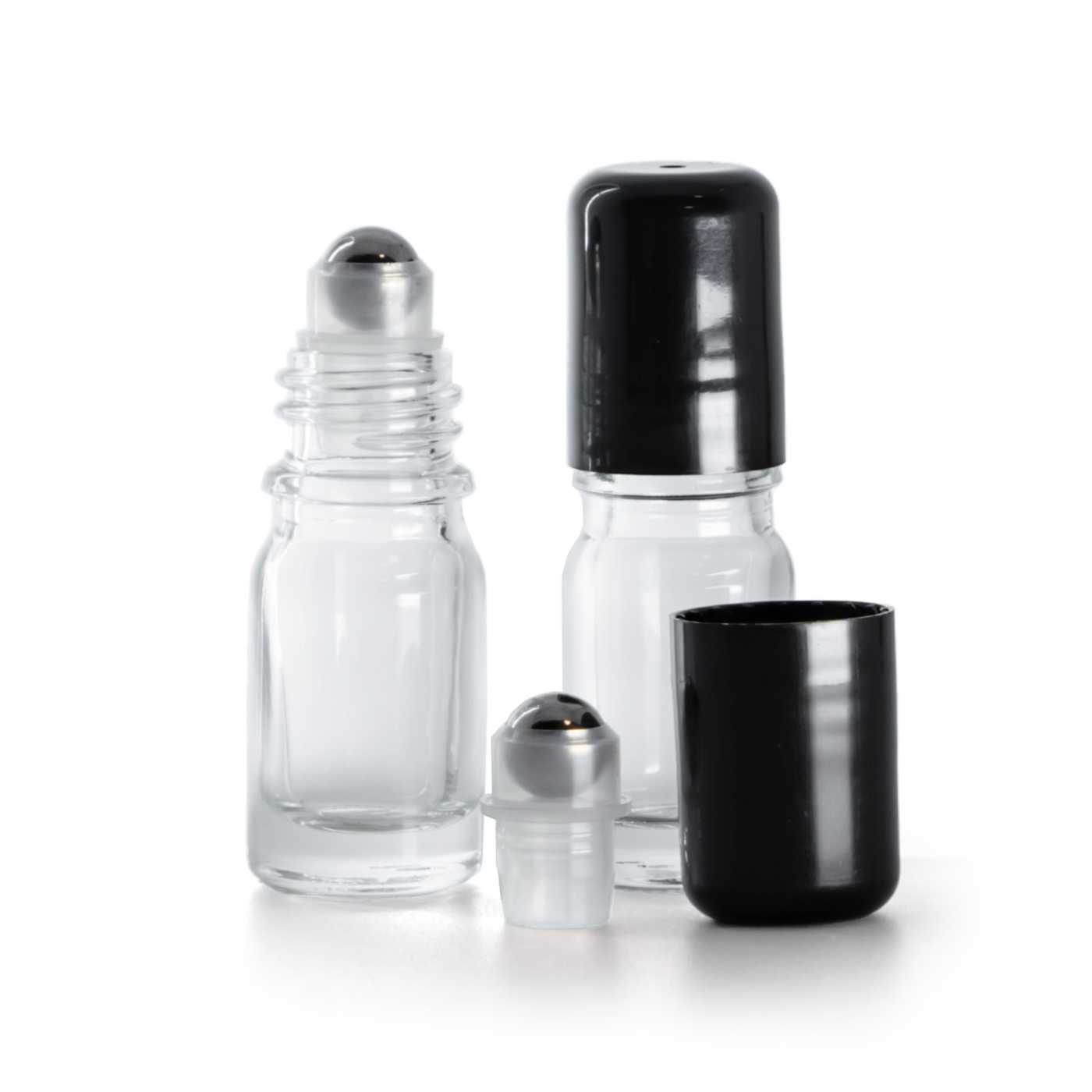 Flacon en verre transparent roll-on, 5 ml