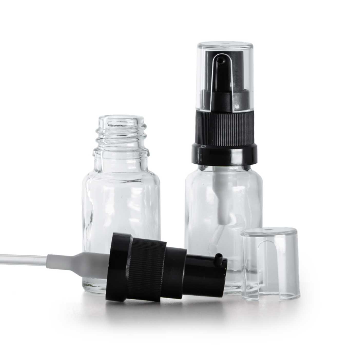Butelka szklana przezroczysta, pompka do olejów, 10 ml