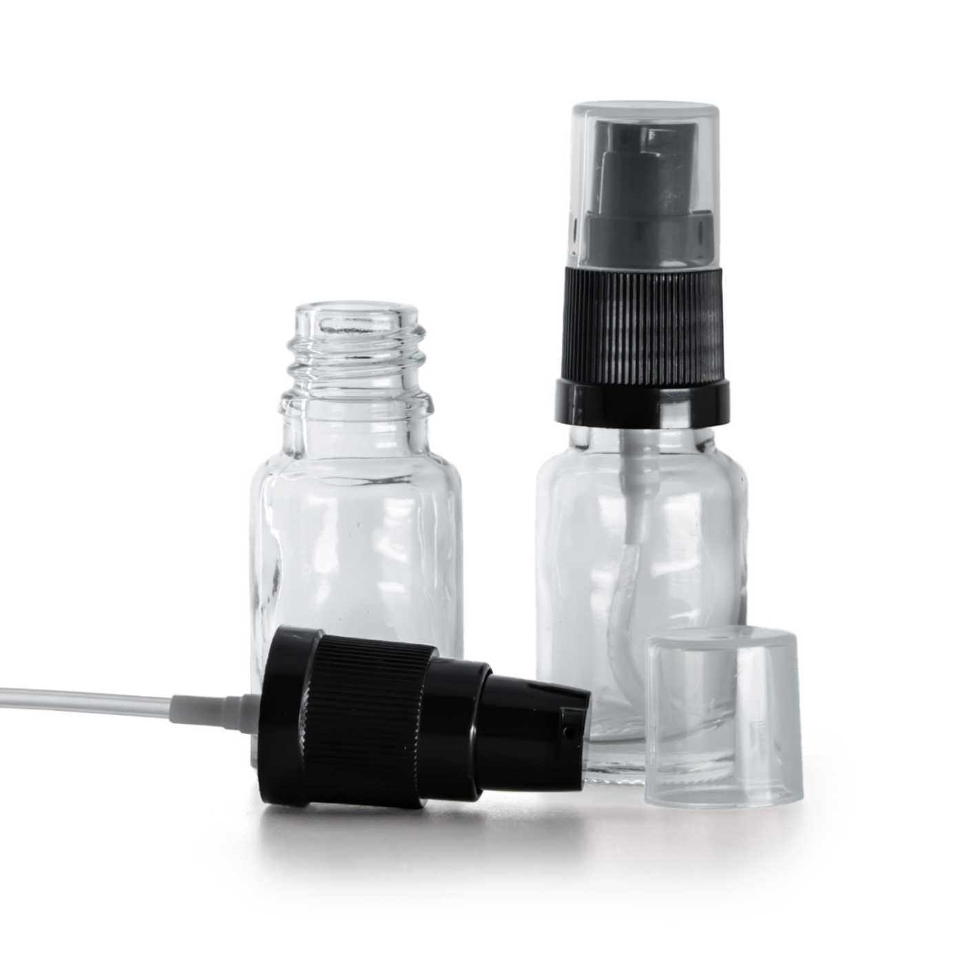 Átlátszó üvegpalack adagoló pumpával 10 ml