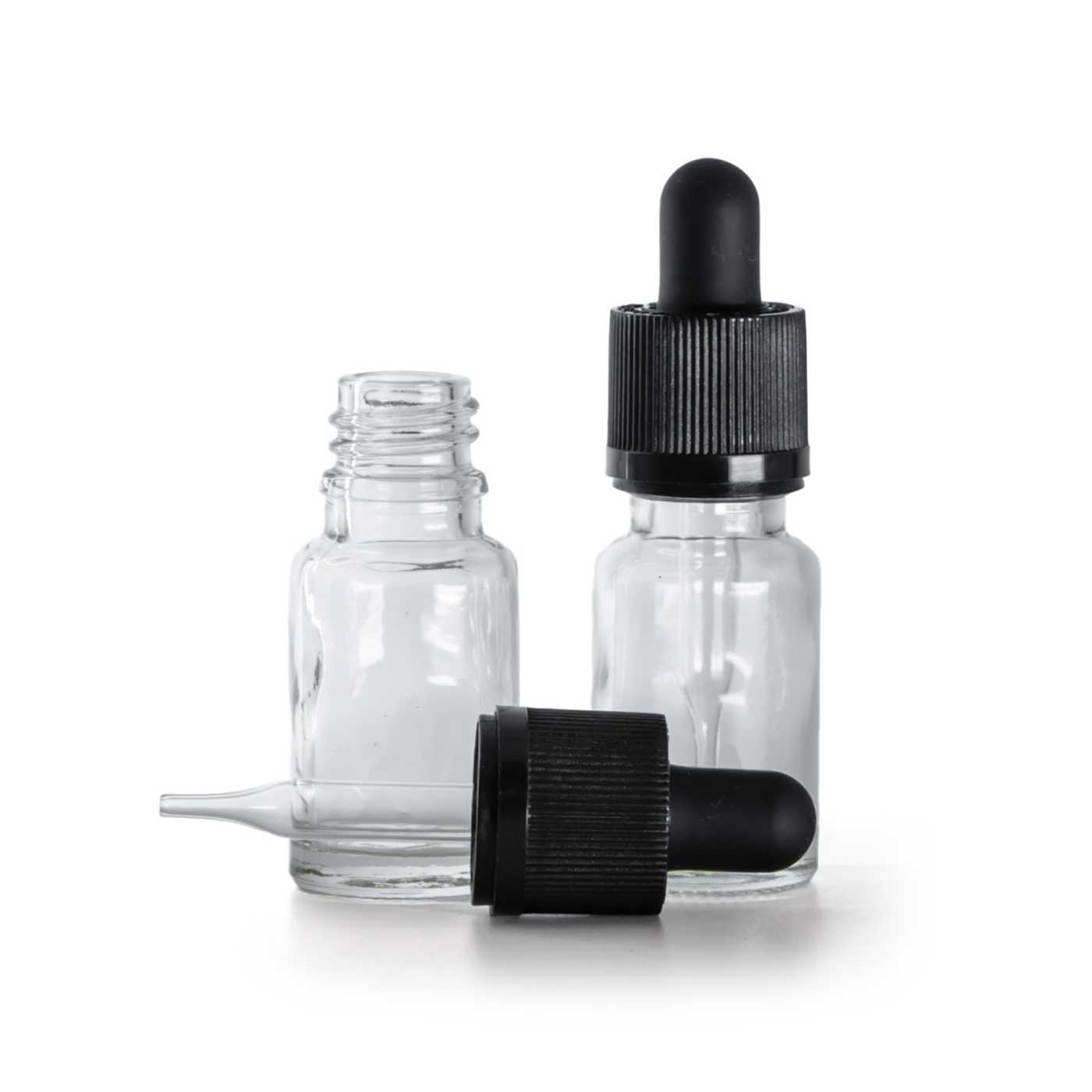 Szklana butelka apteczna, przezroczysta, pipeta z zabezpieczeniem, 10 ml
