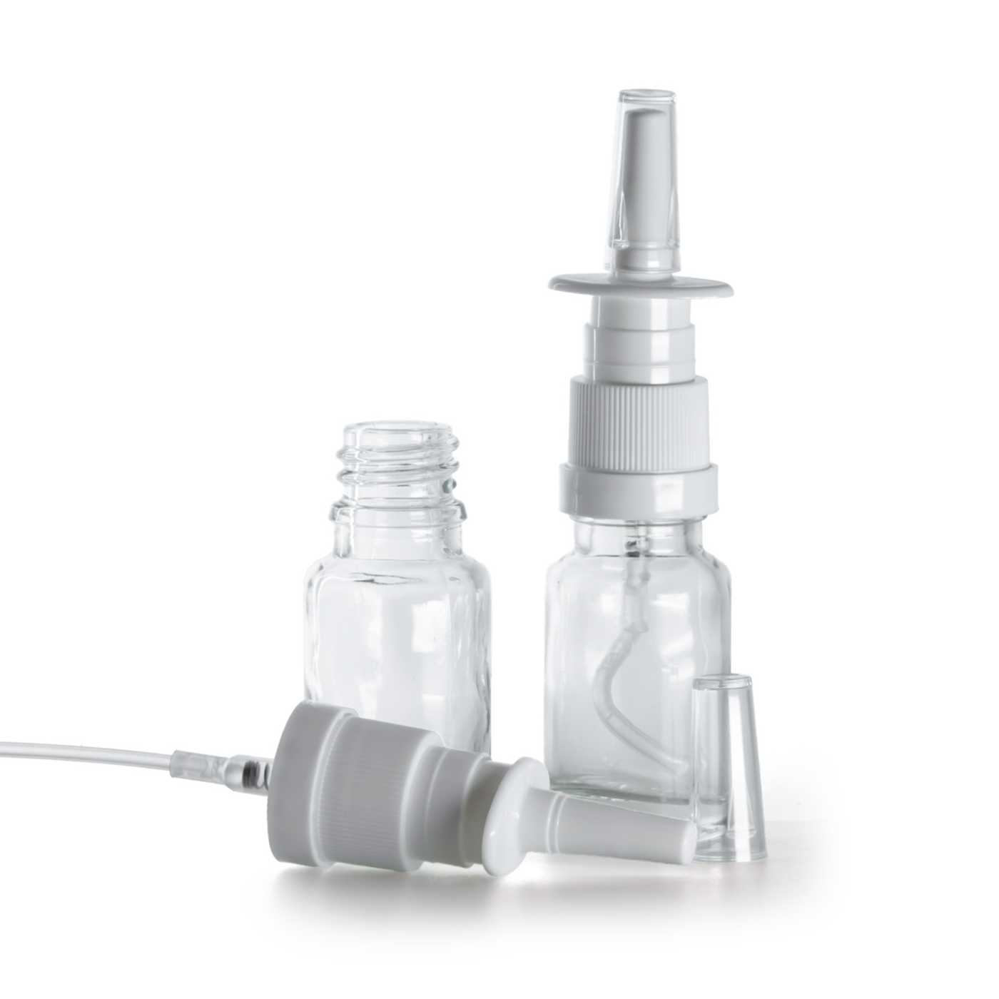 Sklenená fľaška, priehľadná, sprej do nosa, 10ml