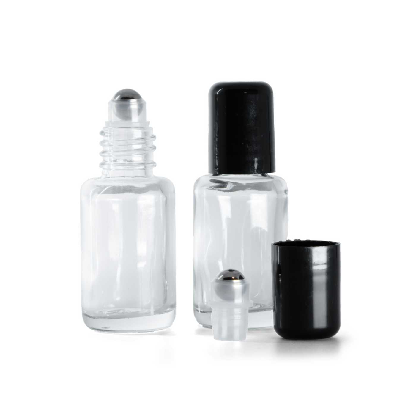 Flacon en verre transparent, rond, à bille roll-on, 12 ml
