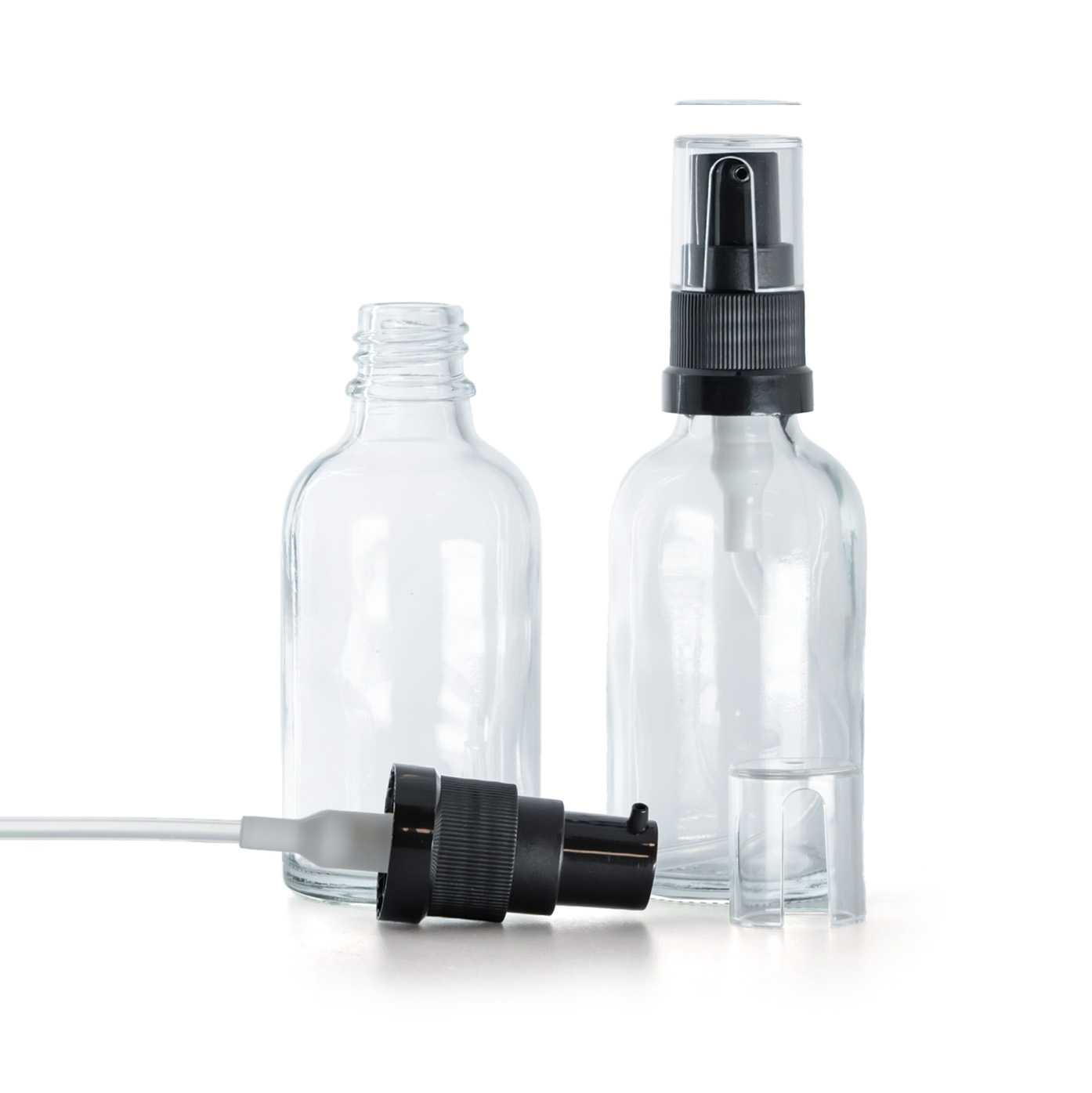 Butelka szklana przezroczysta, pompka do olejów, 30 ml