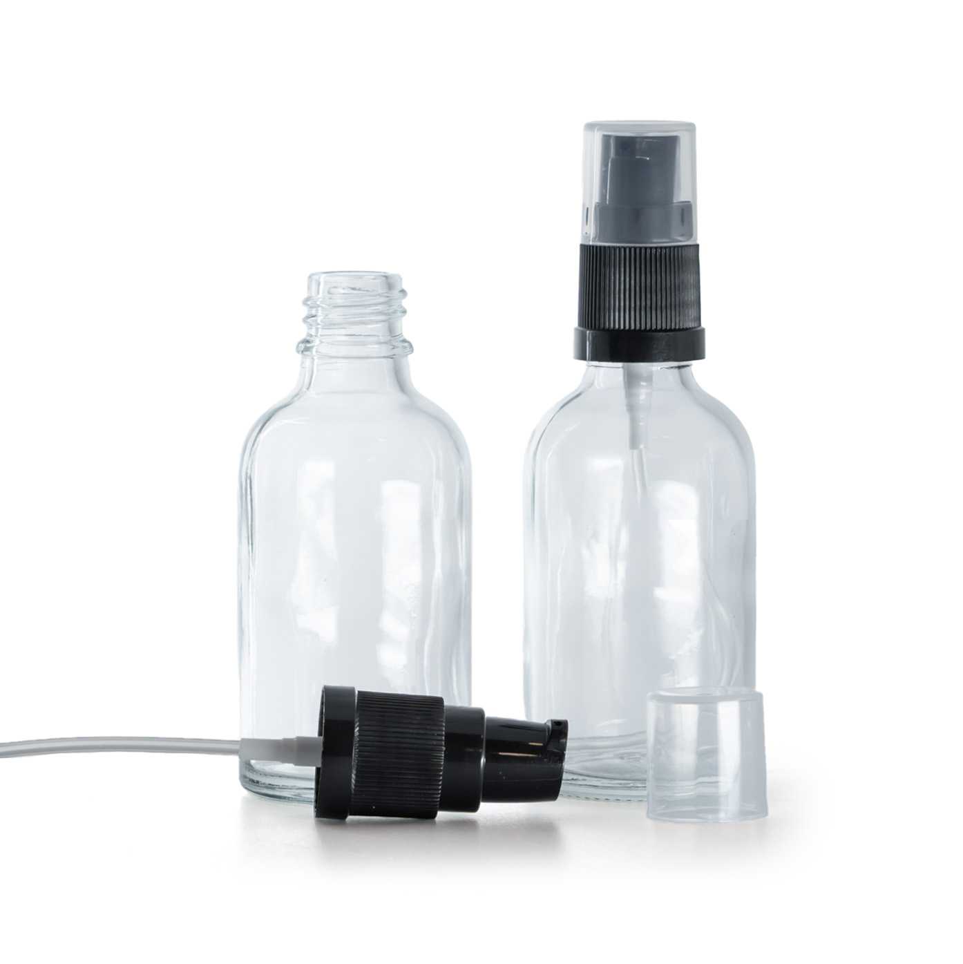 Áttetsző üvegpalack krémadagoló pumpával 30 ml