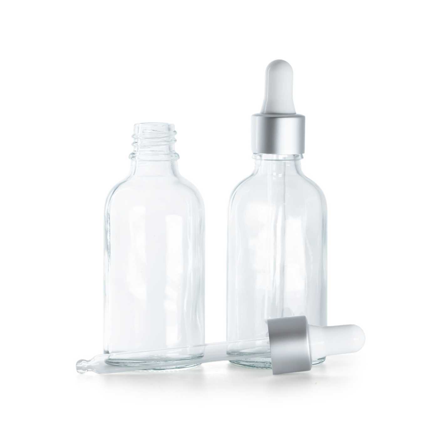 Üvegpalack átlátszó, matt ezüst cseppentő, 30 ml