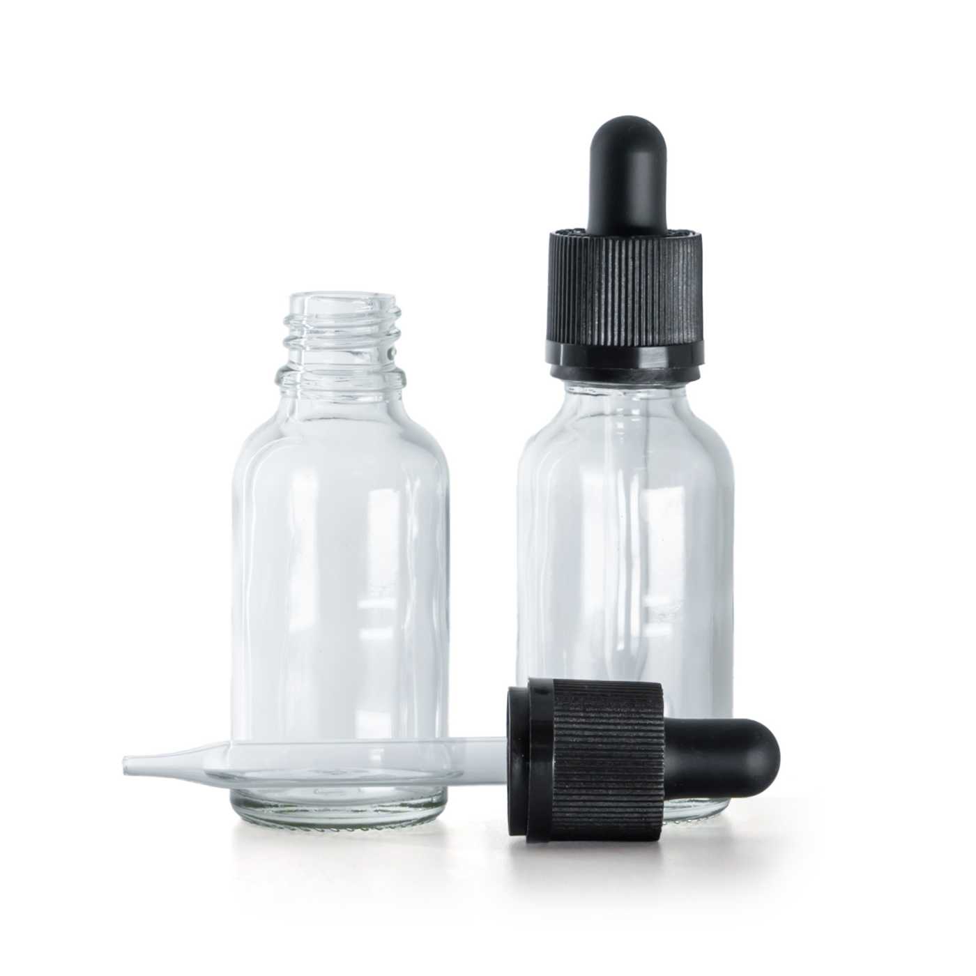 Szklana butelka apteczna, przezroczysta, pipeta z zabezpieczeniem, 30 ml