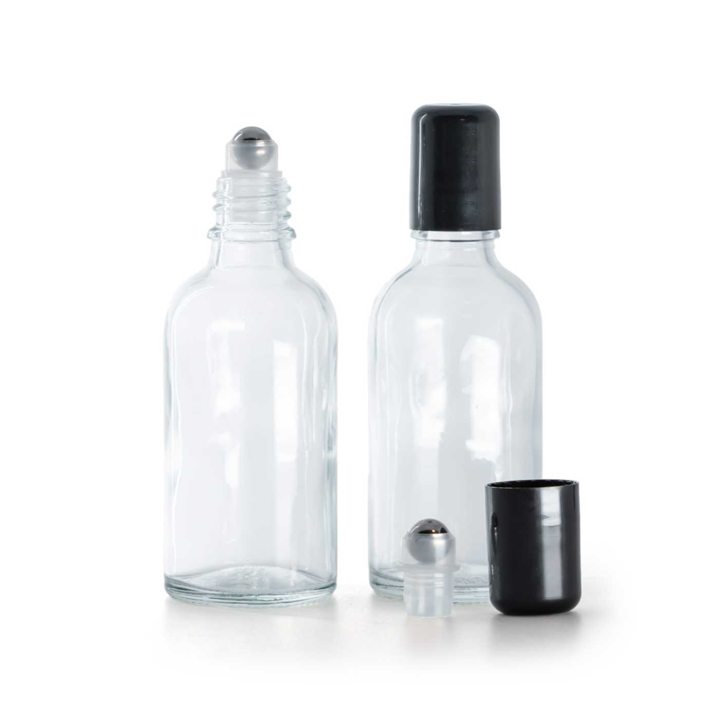 Flacon en verre transparent roll-on, 50 ml
