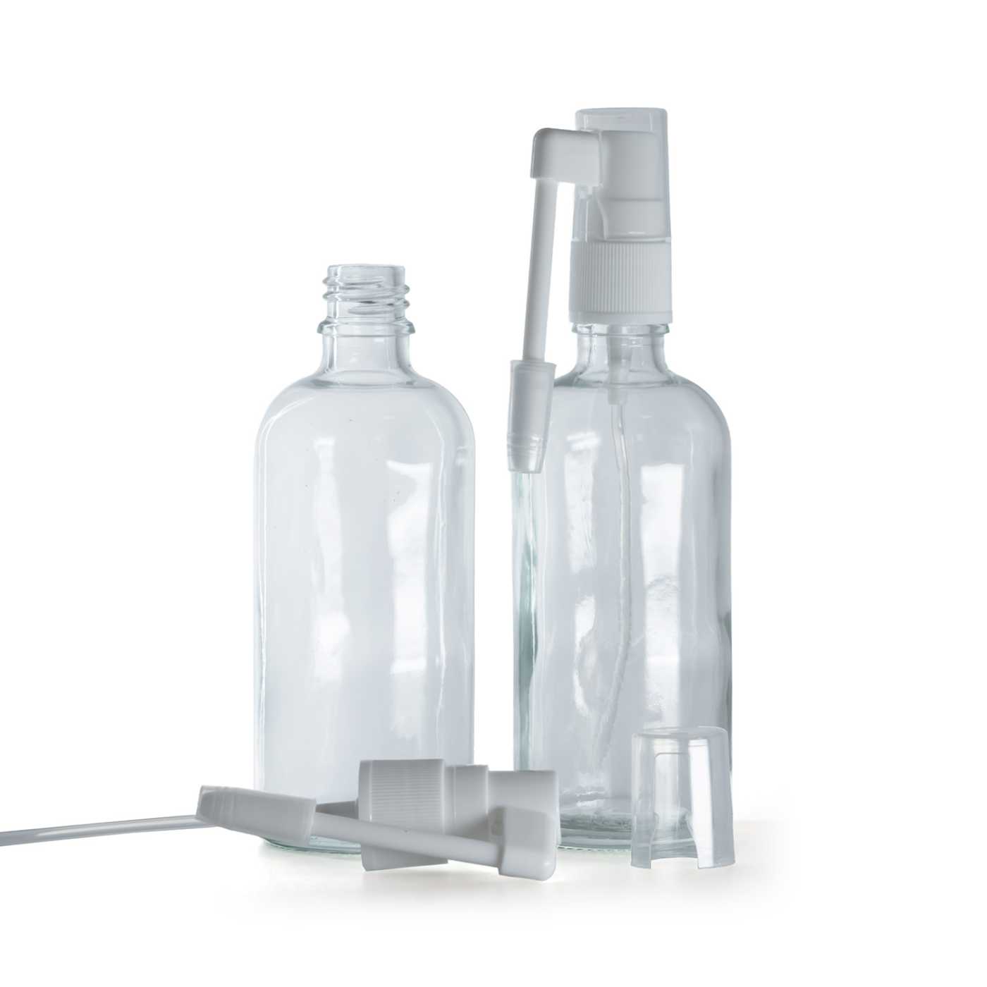 Butelka szklana, przezroczysta, spray do gardła, 100 ml