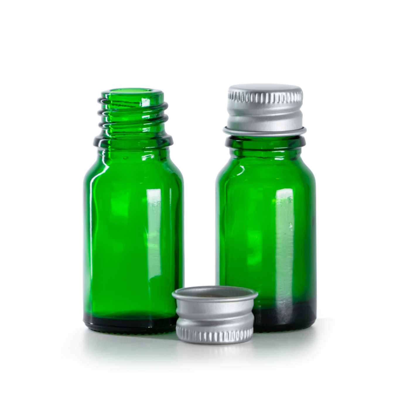 Zöld üveg üvegcse, alumínium kupak, 10 ml