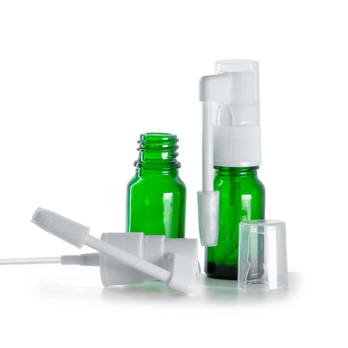 Zöld üvegpalack, torokspray, 10 ml