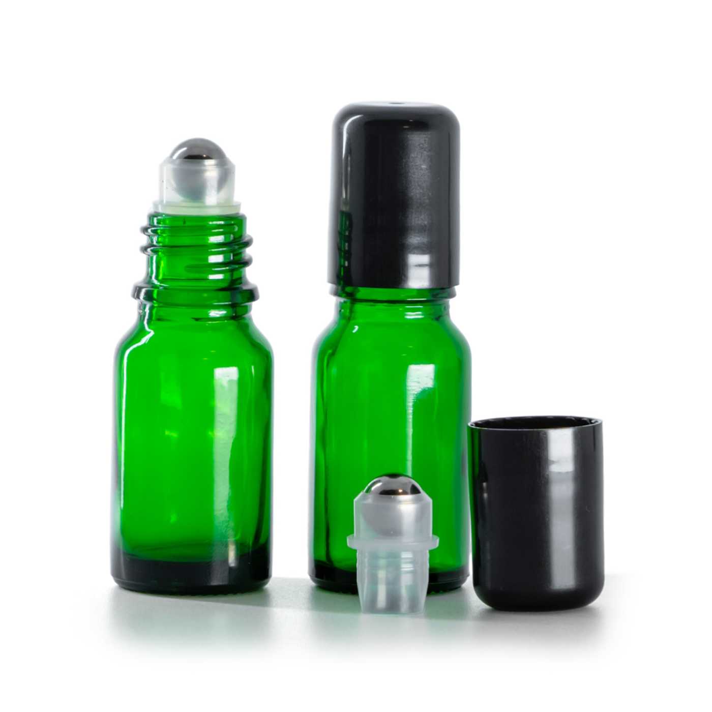 Flacon en verre vert roll-on, 10 ml