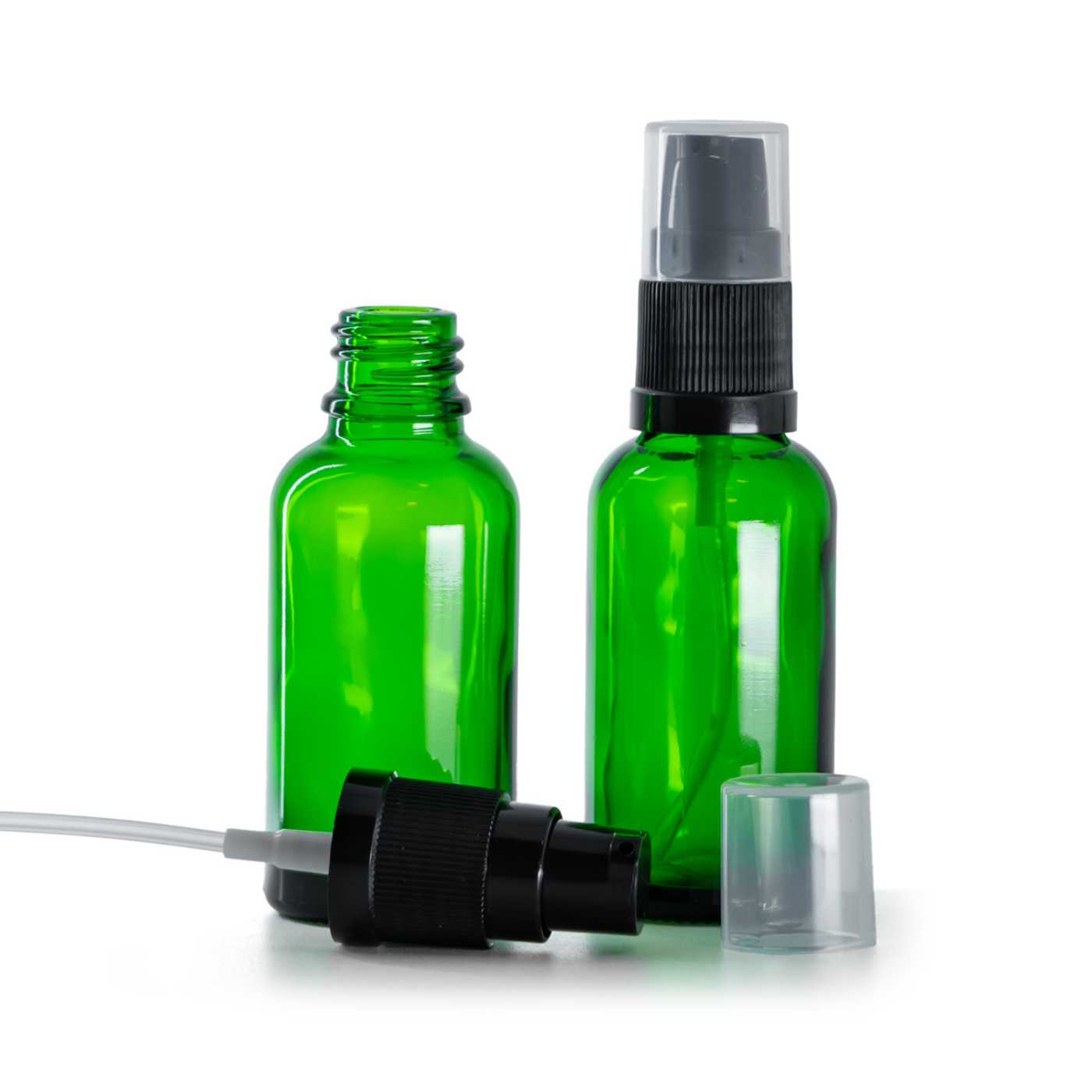 Zöld üvegpalack krémadagoló pumpával 30 ml