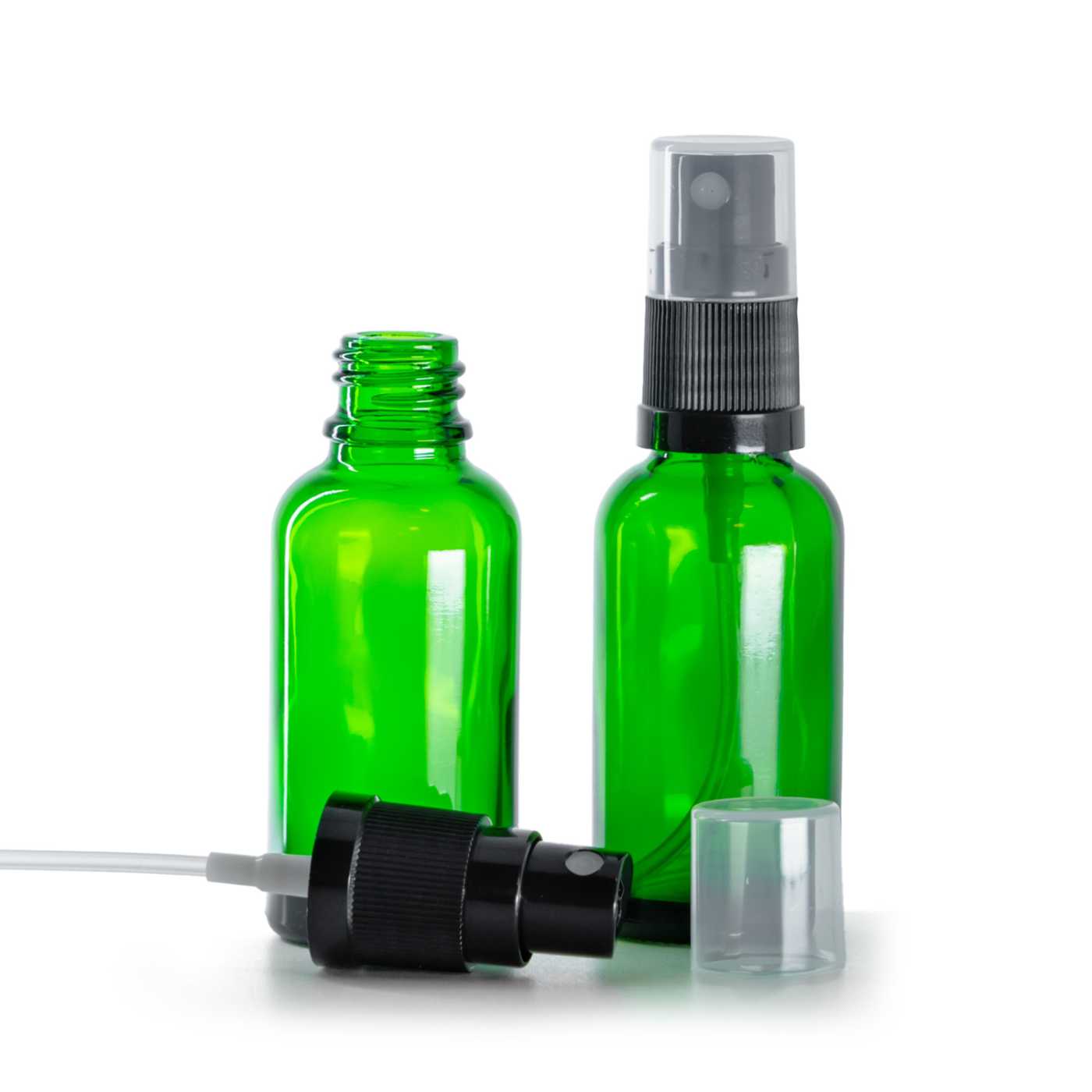 Zöld üvegpalack fekete permetezőfejjel 30 ml