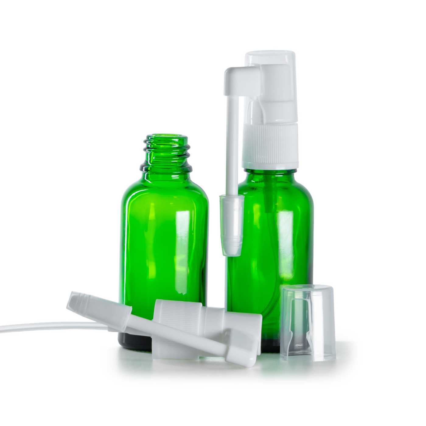 Zöld üvegpalack, száj- és torokspray, 30 ml