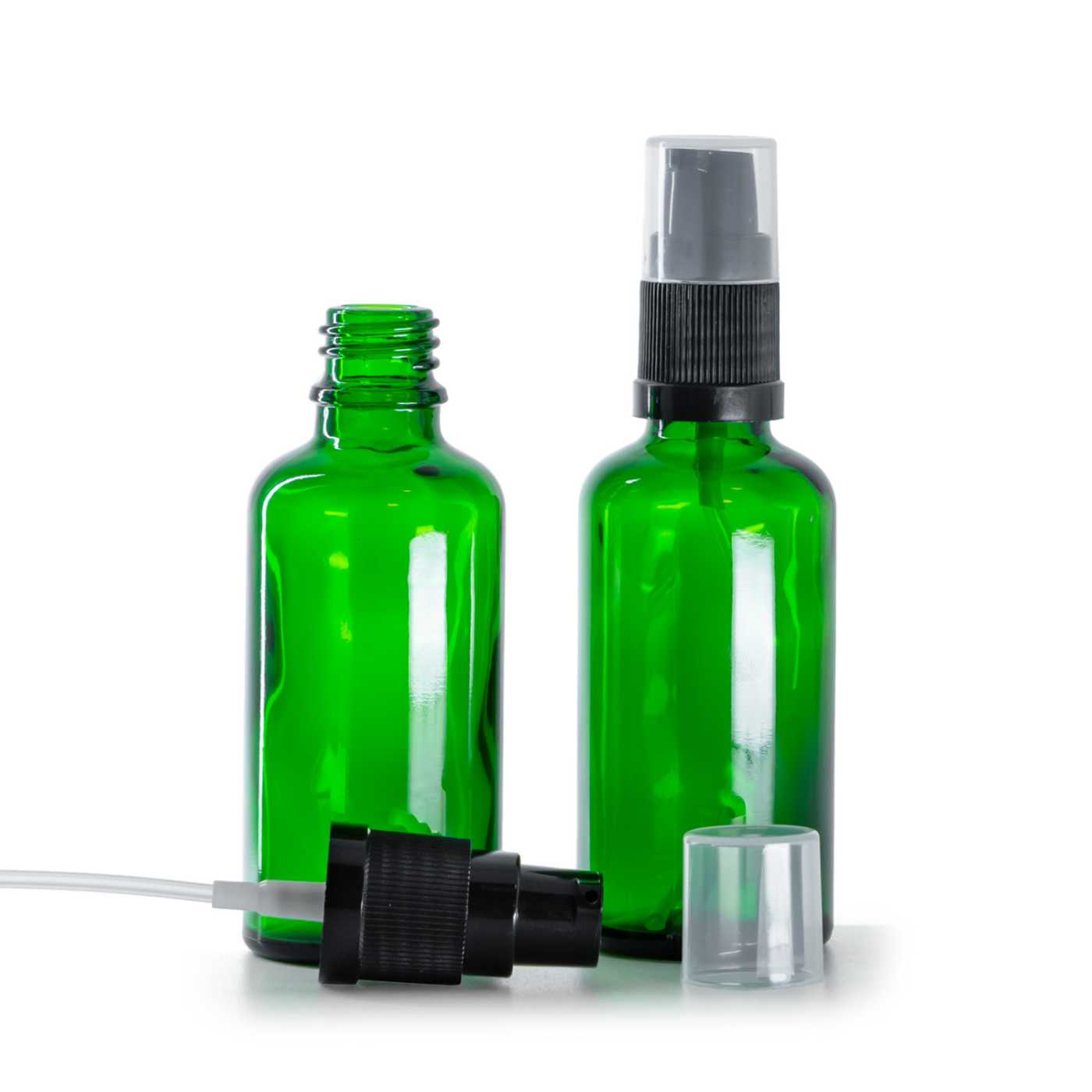 Zöld üvegpalack, adagoló pumpa, 50 ml