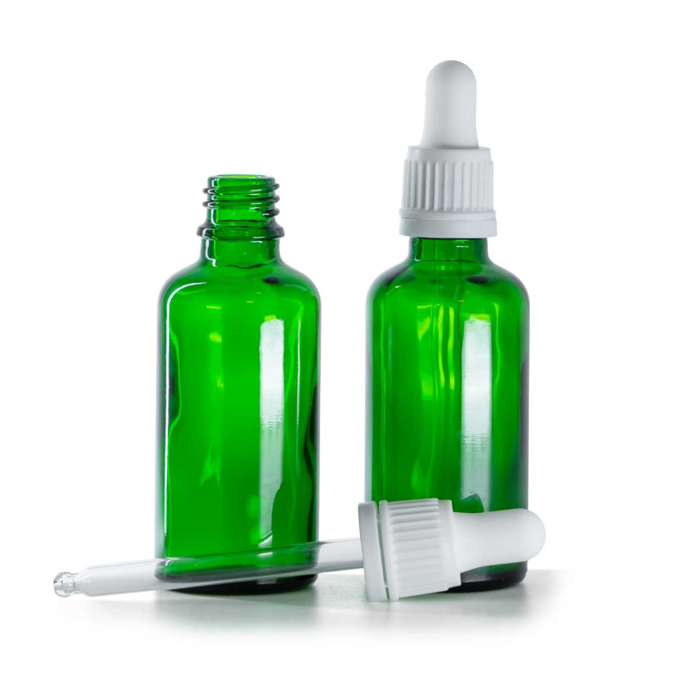 Zöld üvegpalack fehér pipettával 50 ml